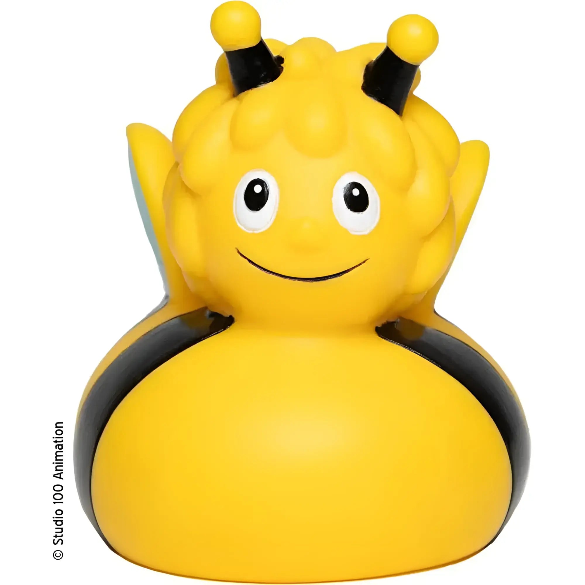 Gelbe gummibiene badeente mit schwarzen streifen und antennen aus dem bundle die biene maja mit willi und flip
