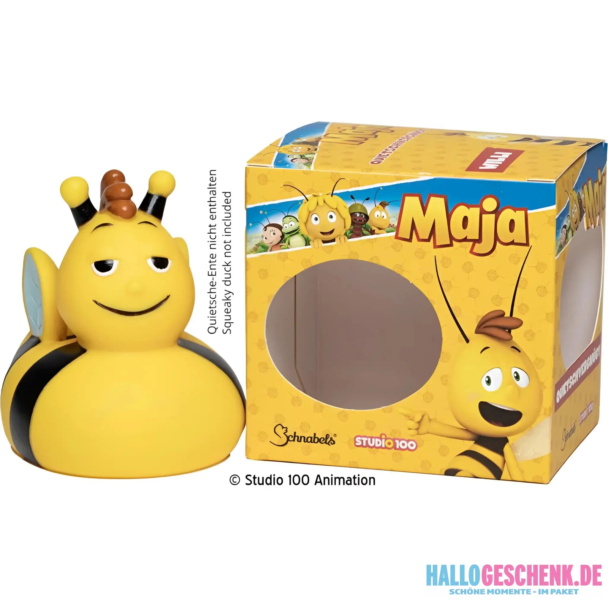 Die Biene Willi mit Geschenkverpackung • offizielles Lizenzprodukt Biene Maja • Quietsche-Ente / Badeente - Badeenten