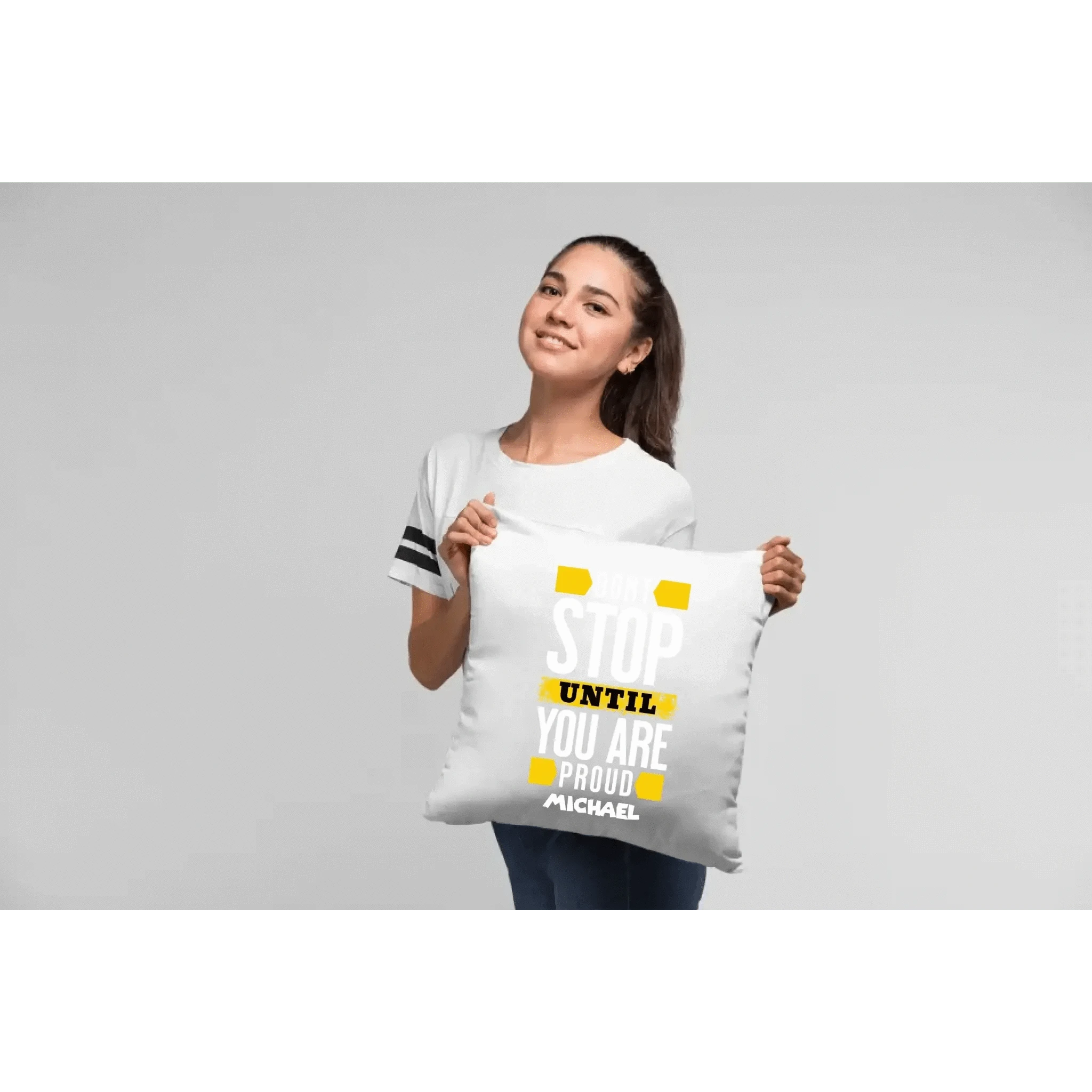 Don´t stop until you proud + Text • Kissen 40x40 cm • personalisiert