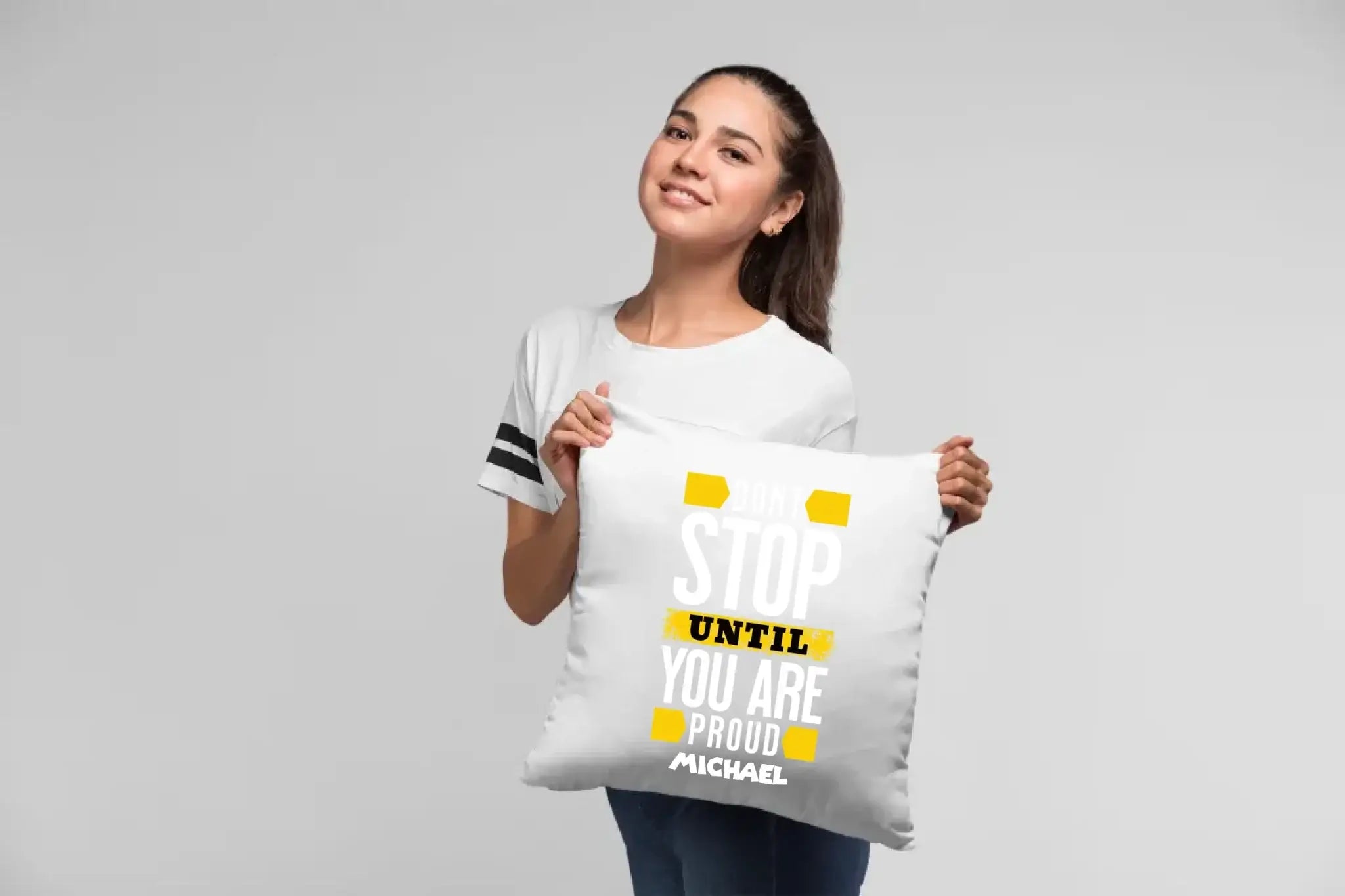 Don´t stop until you proud + Text • Kissen 40x40 cm • personalisiert