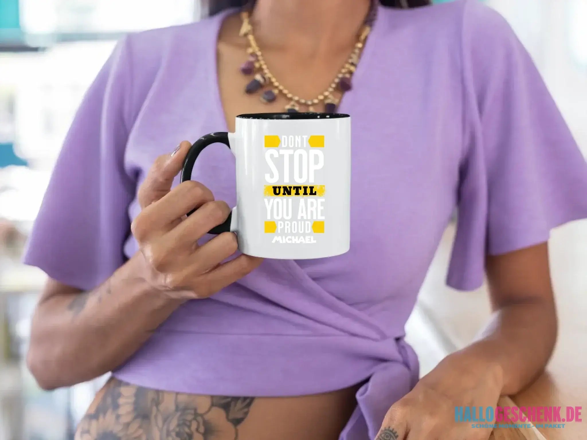 Don´t stop until you proud + Text • zweifarbige Tasse spülmaschinengeeignet • Exklusivdesign • personalisiert
