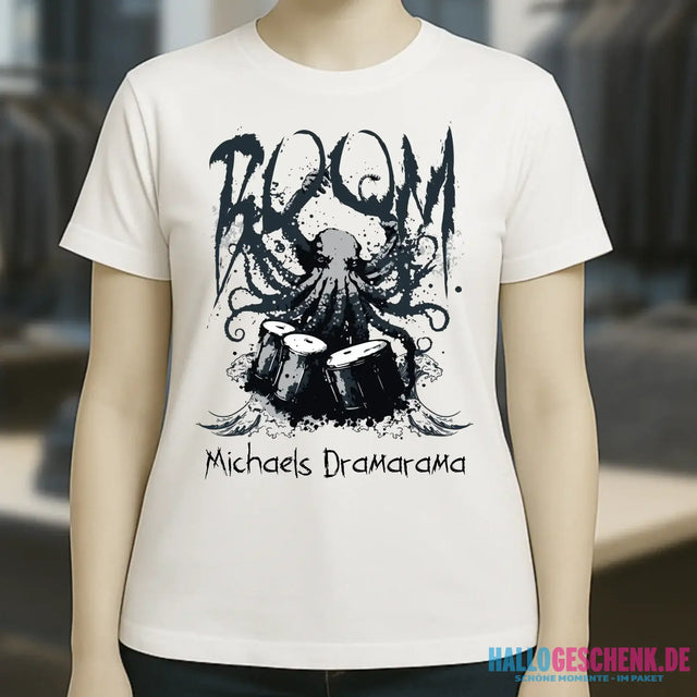 Drama Drummer Schlagzeuger + Wunschtext • Musik • Ladies Premium T-Shirt XS-2XL aus Bio-Baumwolle für Damen • Exklusivdesign • personalisiert