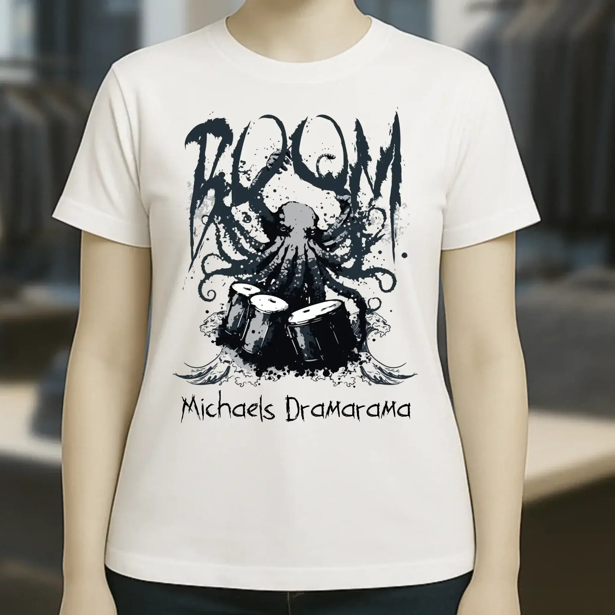 Drama Drummer Schlagzeuger + Wunschtext • Musik • Ladies Premium T-Shirt XS-2XL aus Bio-Baumwolle für Damen • Exklusivdesign • personalisiert