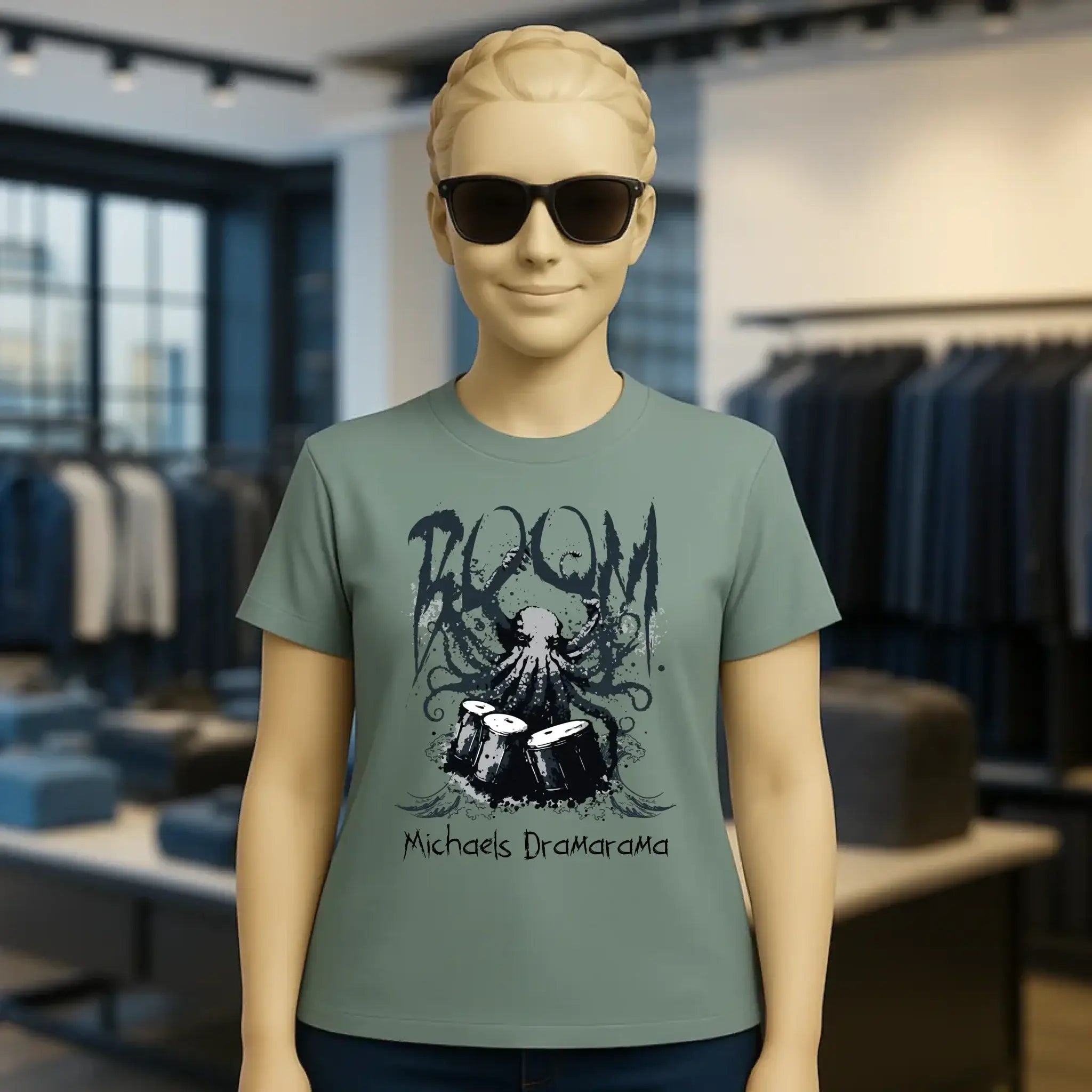 Drama Drummer Schlagzeuger + Wunschtext • Musik • Ladies Premium T-Shirt XS-2XL aus Bio-Baumwolle für Damen • Exklusivdesign • personalisiert