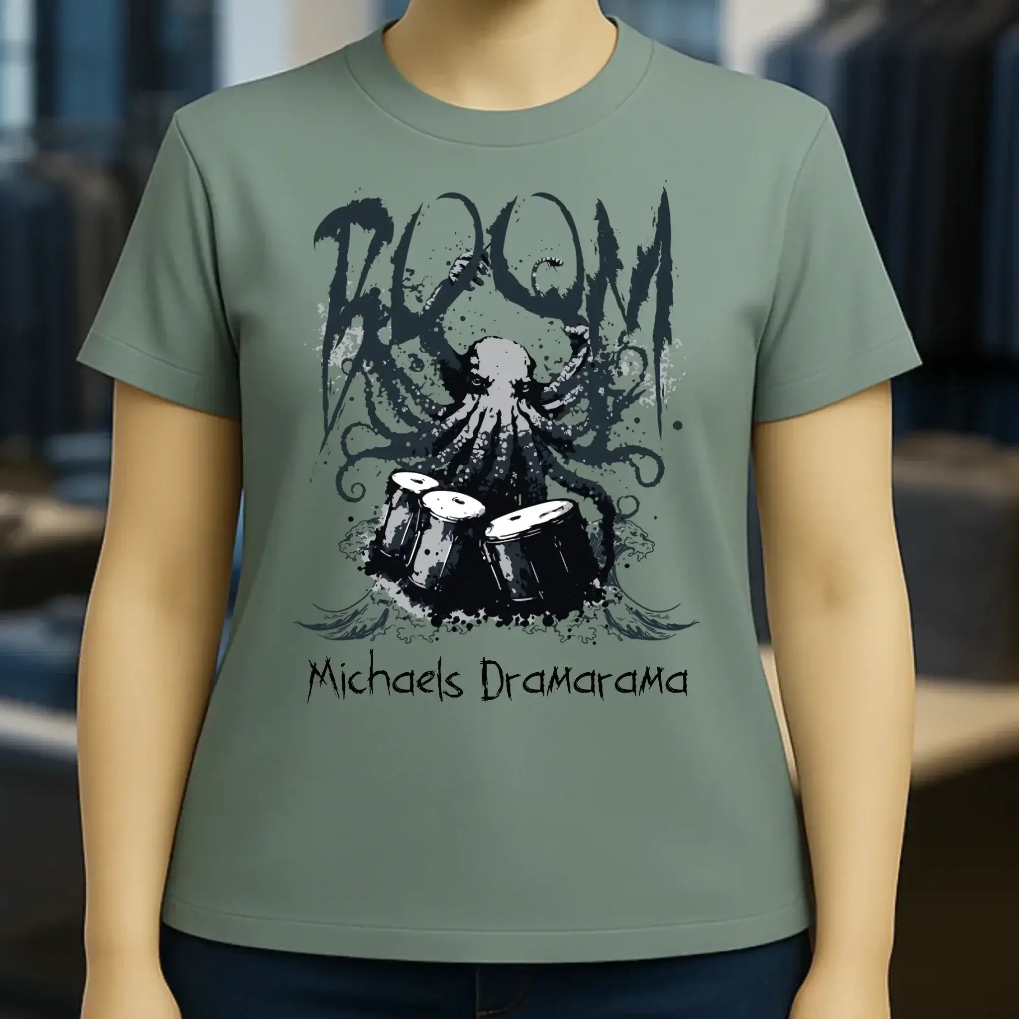 Drama Drummer Schlagzeuger + Wunschtext • Musik • Ladies Premium T-Shirt XS-2XL aus Bio-Baumwolle für Damen • Exklusivdesign • personalisiert
