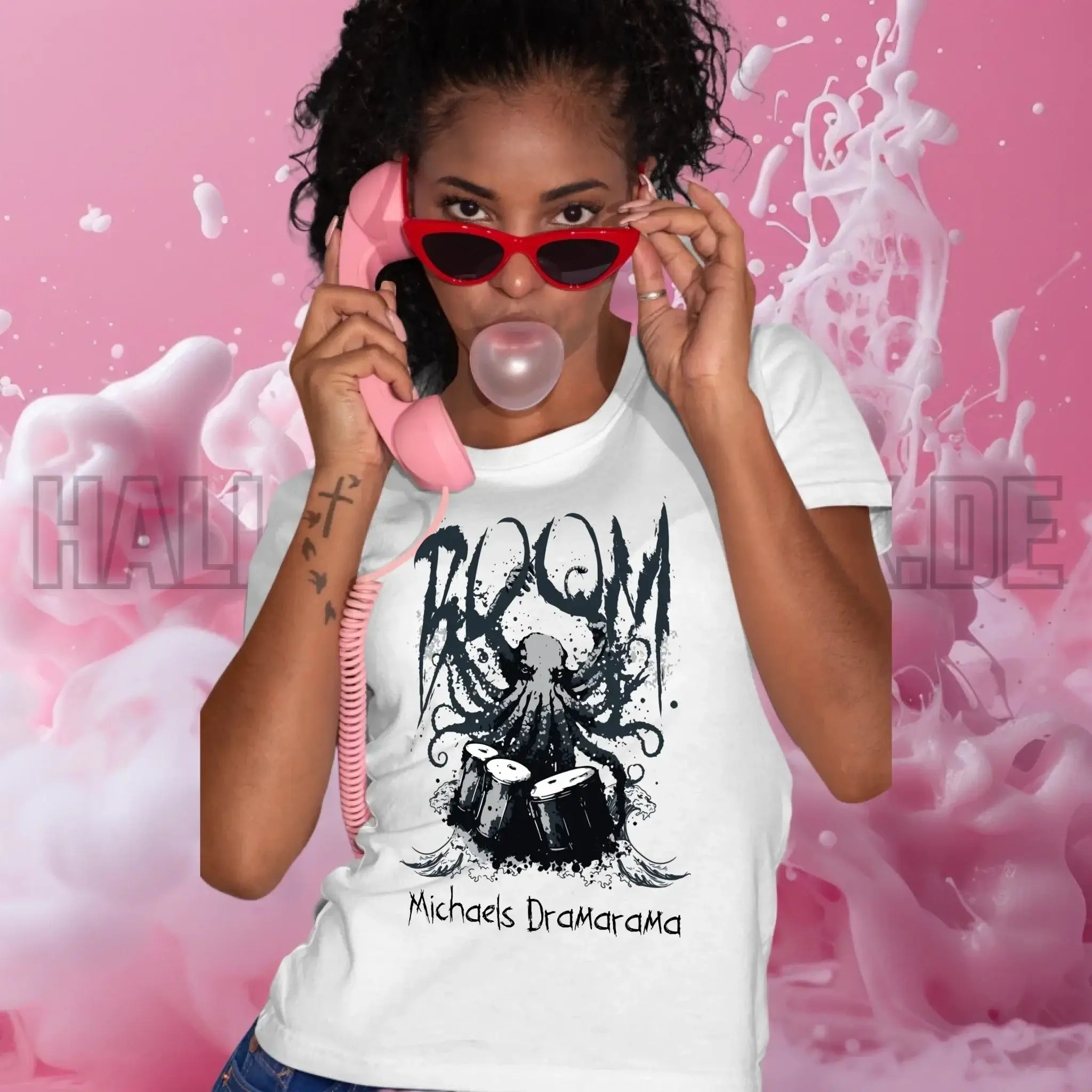 Drama Drummer Schlagzeuger + Wunschtext • Musik • Ladies Premium T-Shirt XS-2XL aus Bio-Baumwolle für Damen • Exklusivdesign • personalisiert