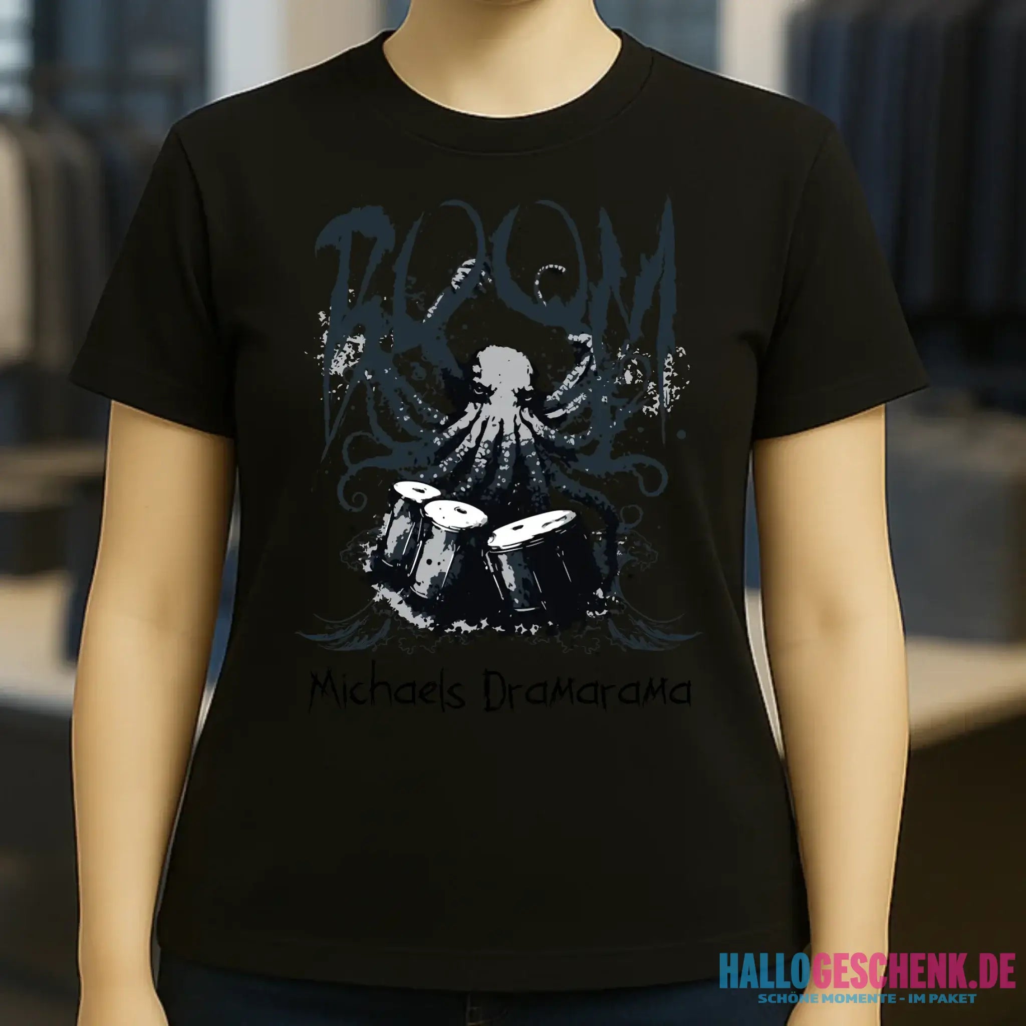 Drama Drummer Schlagzeuger + Wunschtext • Musik • Ladies Premium T-Shirt XS-2XL aus Bio-Baumwolle für Damen • Exklusivdesign • personalisiert