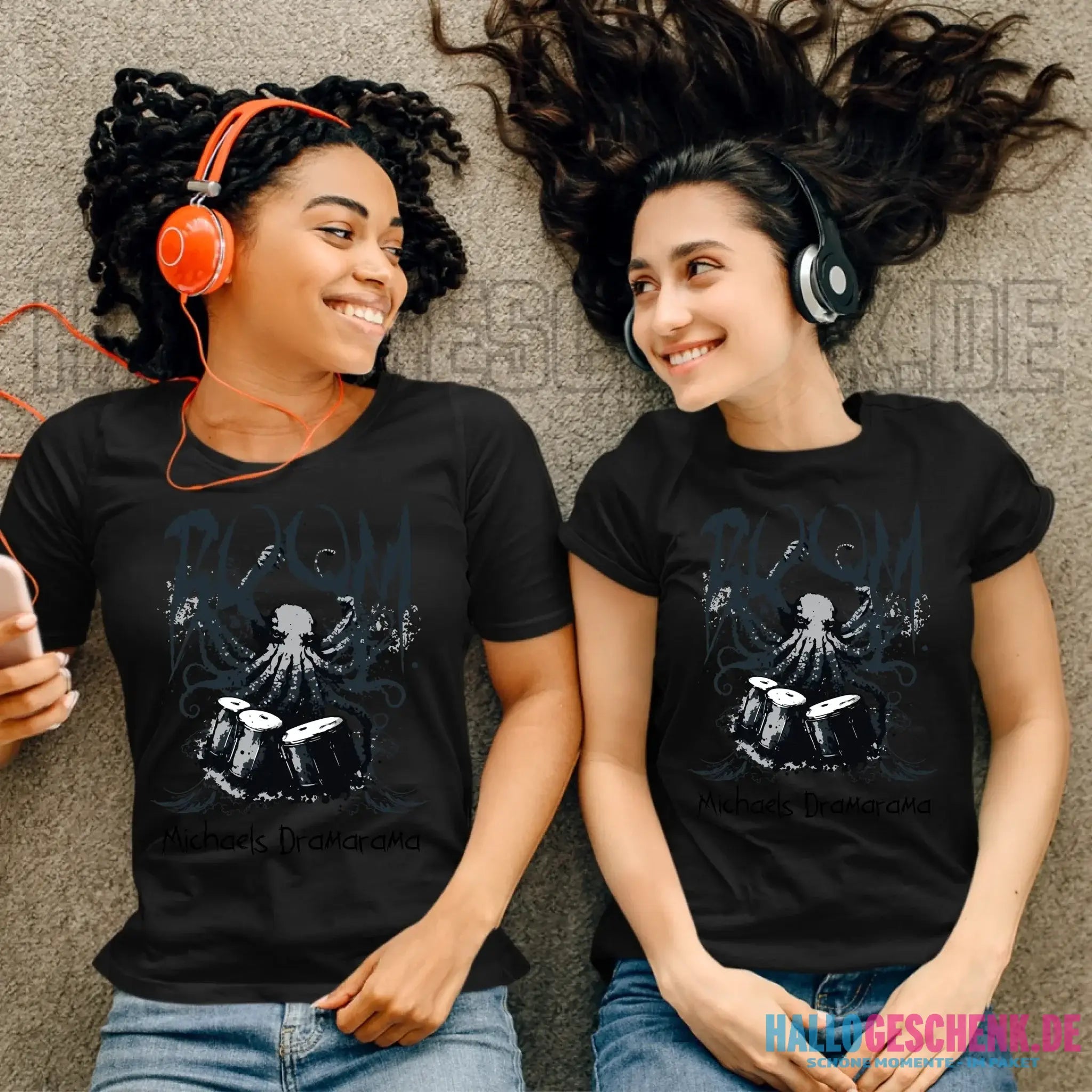 Drama Drummer Schlagzeuger + Wunschtext • Musik • Ladies Premium T-Shirt XS-2XL aus Bio-Baumwolle für Damen • Exklusivdesign • personalisiert