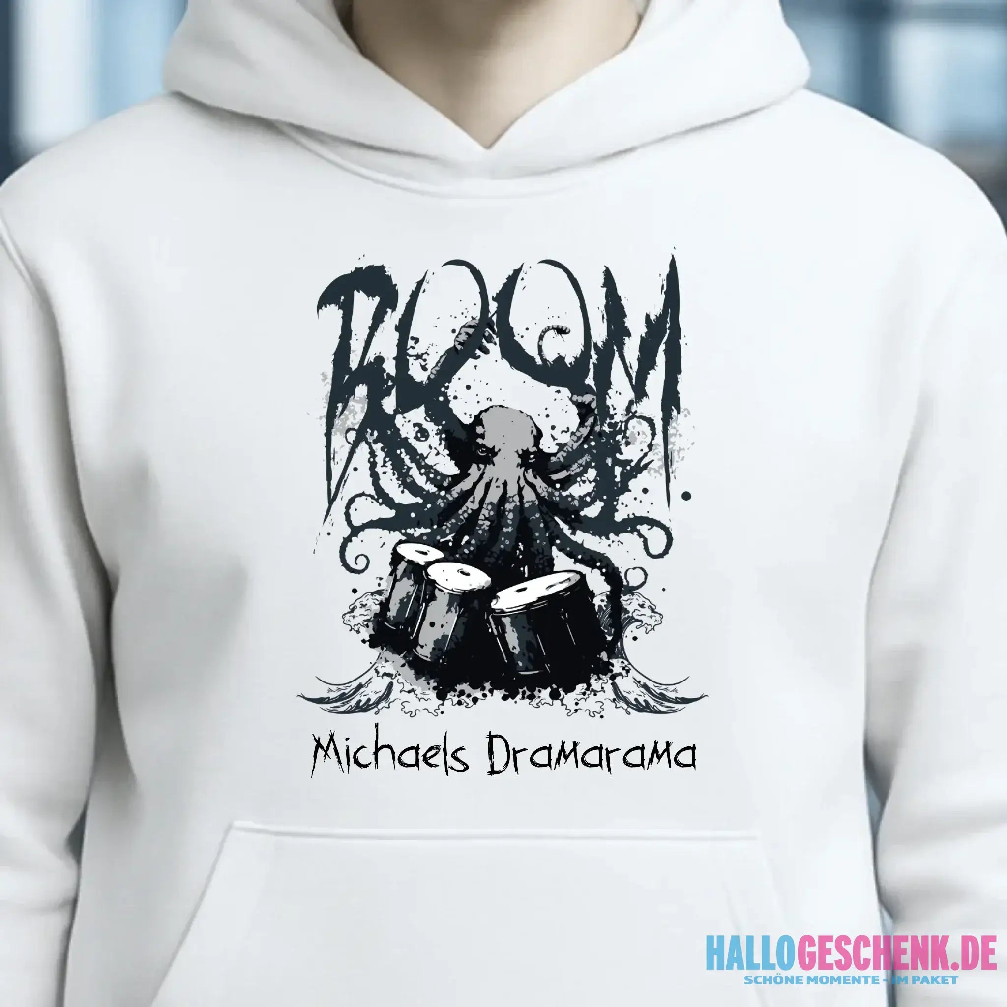 Drama Drummer Schlagzeuger + Wunschtext • Musik • Unisex Premium Hoodie XS-5XL aus Bio-Baumwolle für Damen & Herren