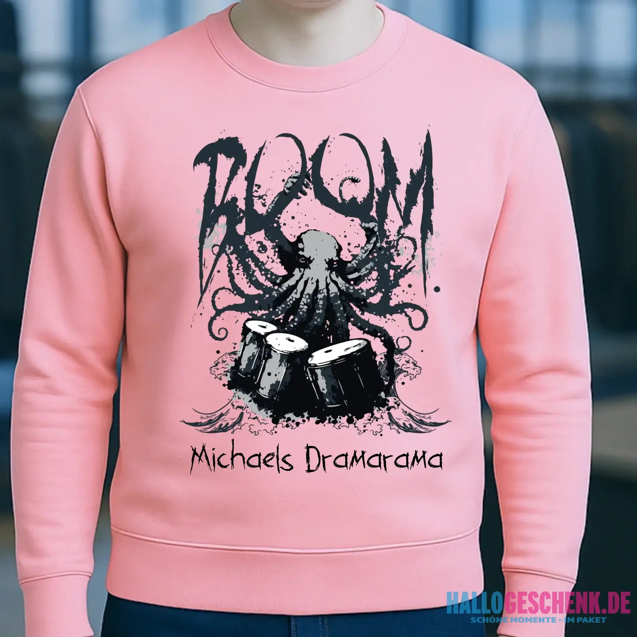 Drama Drummer Schlagzeuger + Wunschtext • Musik • Unisex Sweatshirt Bio-Baumwolle in 4 Farben XS-3XL • personalisiert