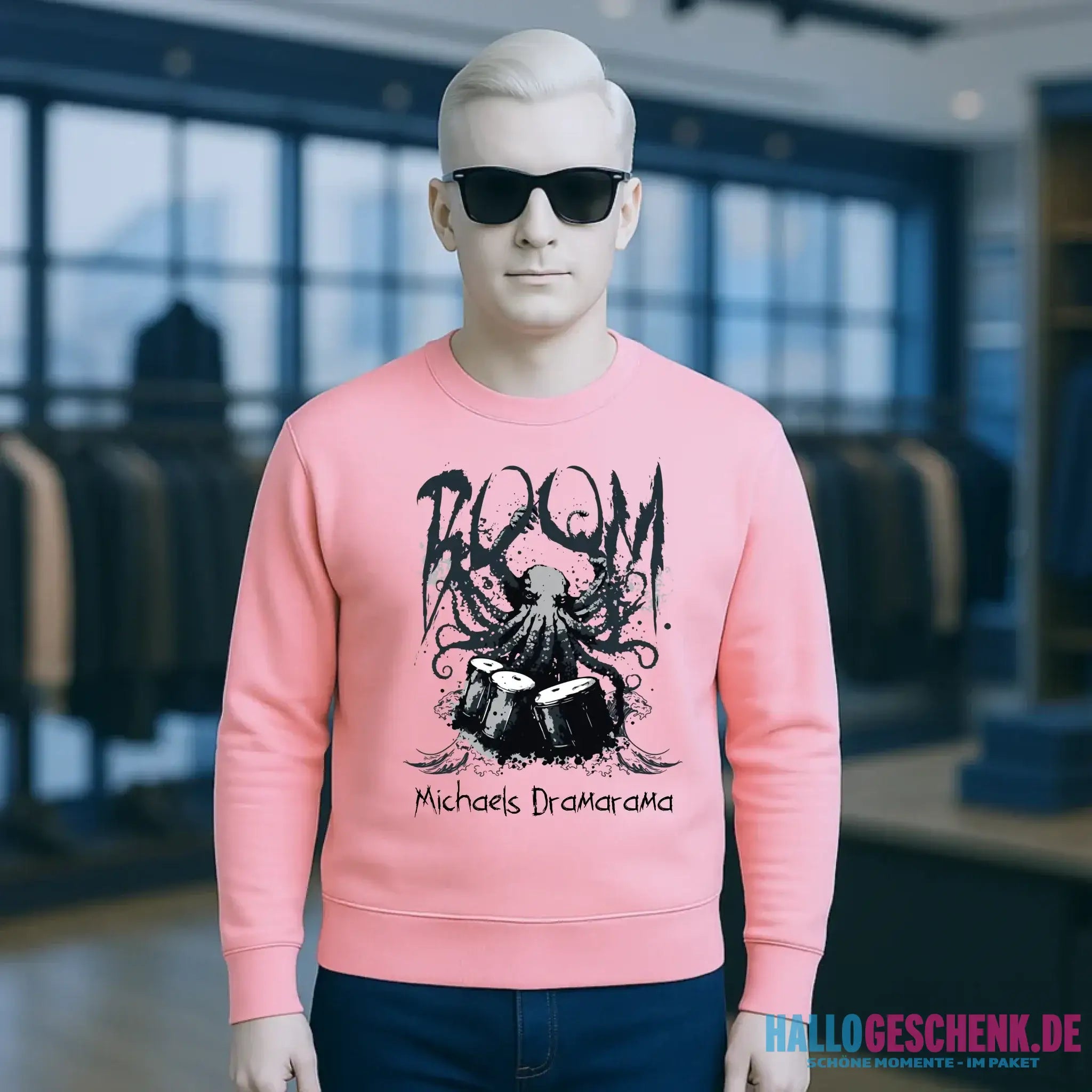 Drama Drummer Schlagzeuger + Wunschtext • Musik • Unisex Sweatshirt Bio-Baumwolle in 4 Farben XS-3XL • personalisiert