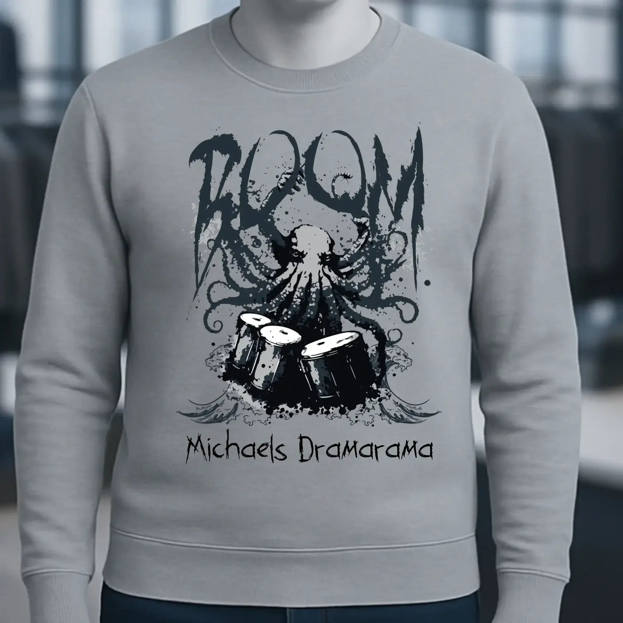 Drama Drummer Schlagzeuger + Wunschtext • Musik • Unisex Sweatshirt Bio-Baumwolle in 4 Farben XS-3XL • personalisiert