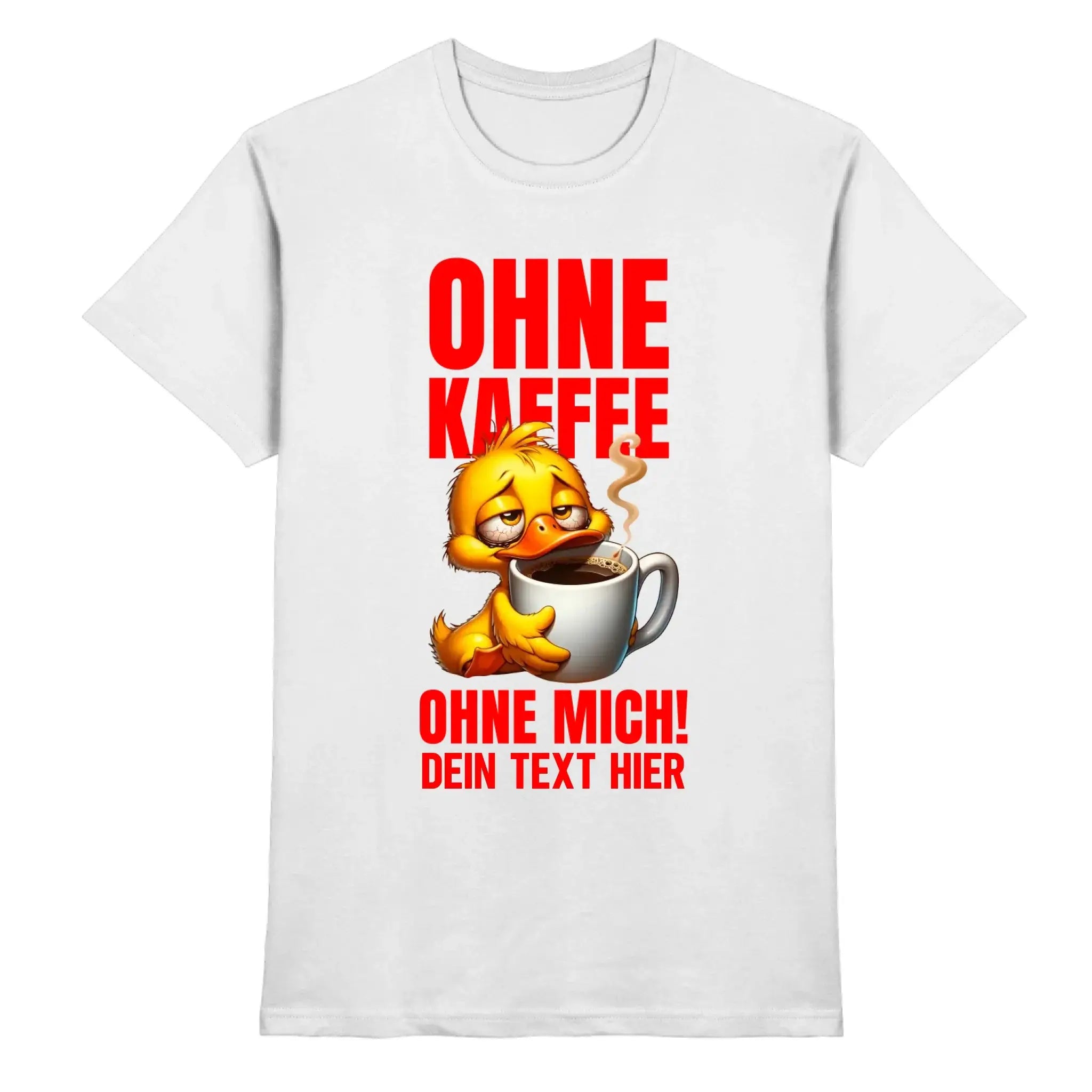 Weißer baumwolltshirt mit gelber cartoonente und rotem deutschen statement aus der duck n roll statement collection