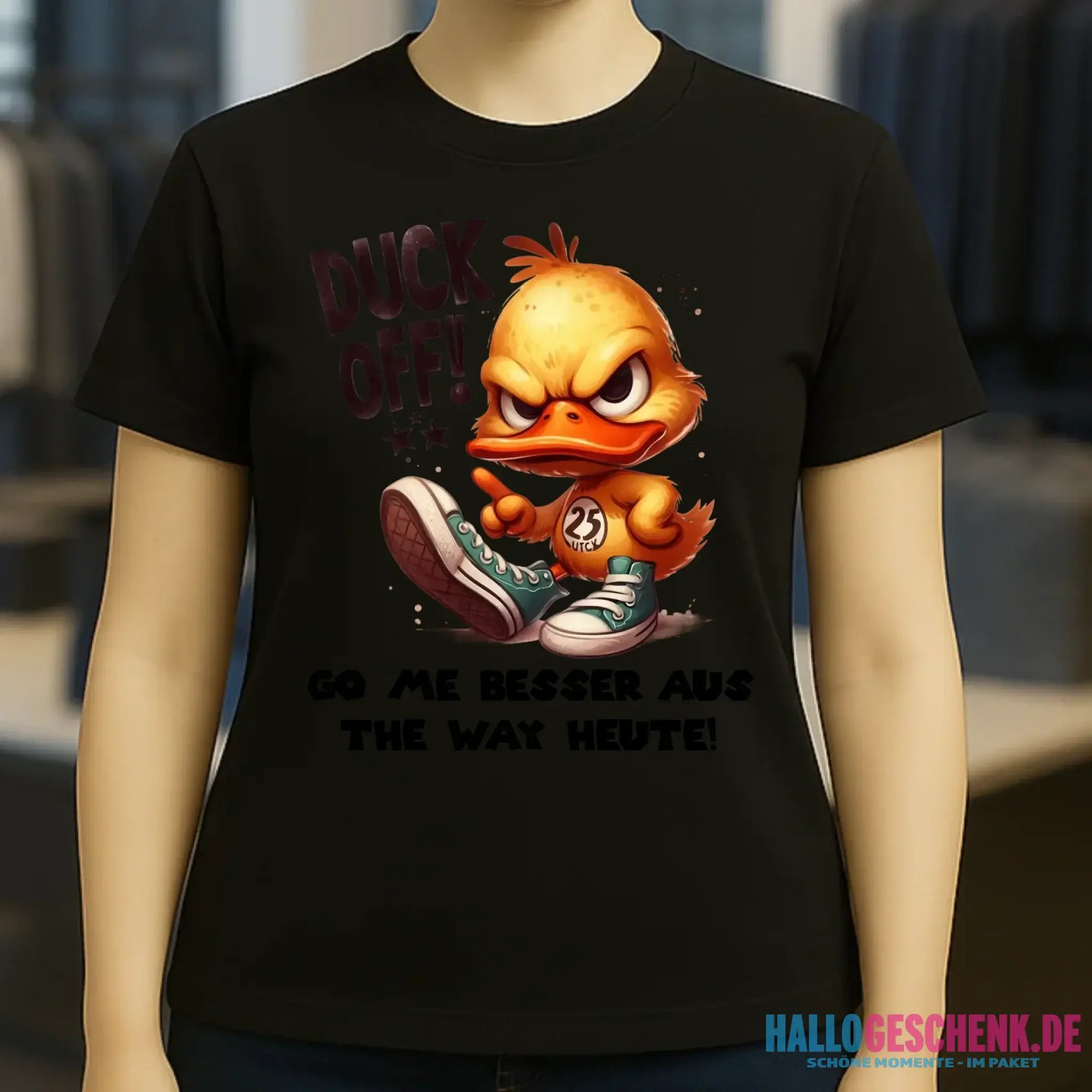 DUCK OFF • ENTE • Ladies Premium T-Shirt XS-2XL aus Bio-Baumwolle für Damen • Exklusivdesign • personalisiert