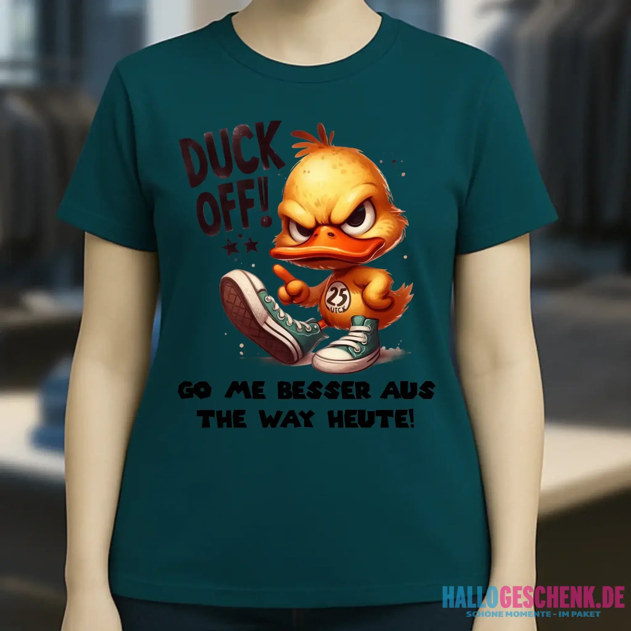 DUCK OFF • ENTE • Ladies Premium T-Shirt XS-2XL aus Bio-Baumwolle für Damen • Exklusivdesign • personalisiert