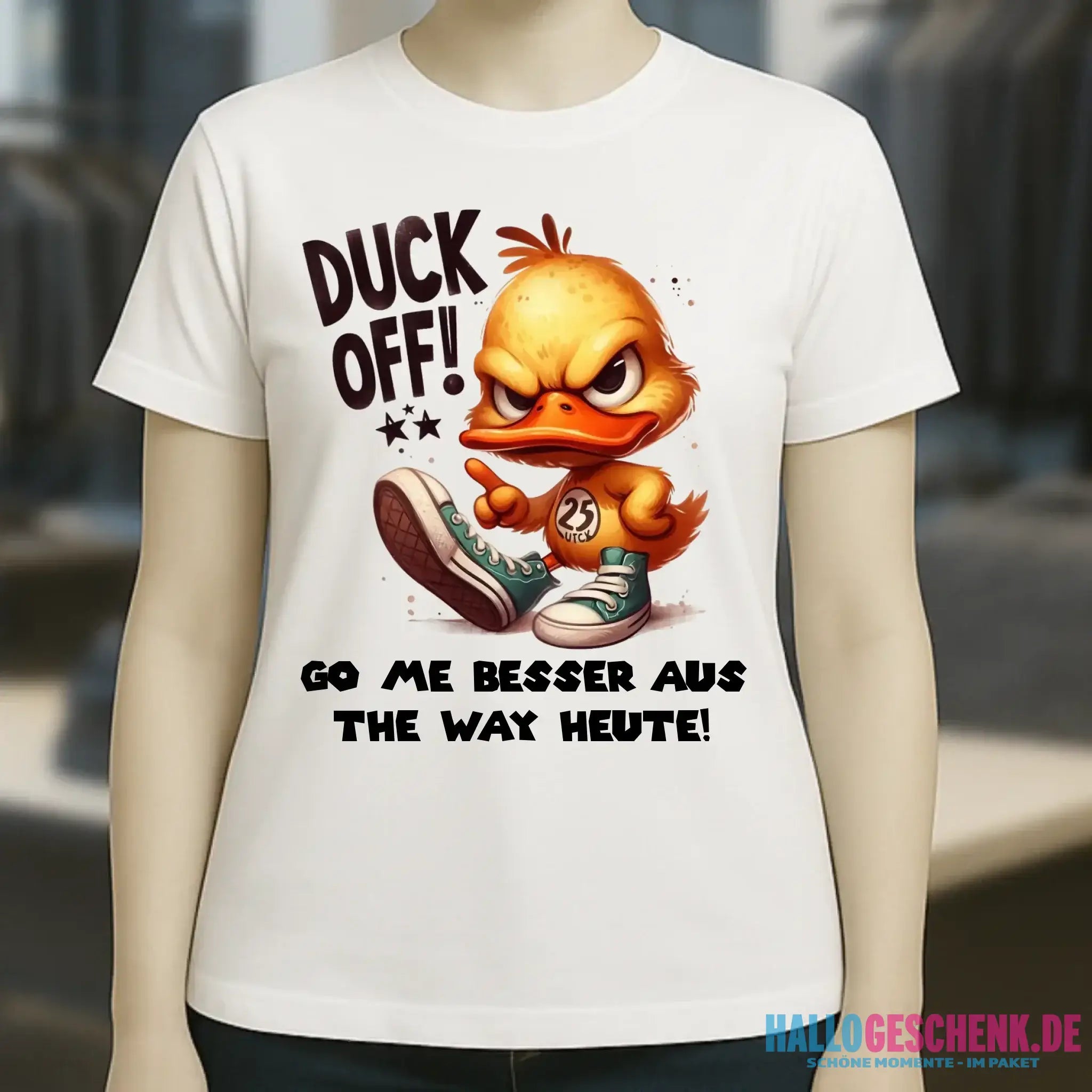 DUCK OFF • ENTE • Ladies Premium T-Shirt XS-2XL aus Bio-Baumwolle für Damen • Exklusivdesign • personalisiert