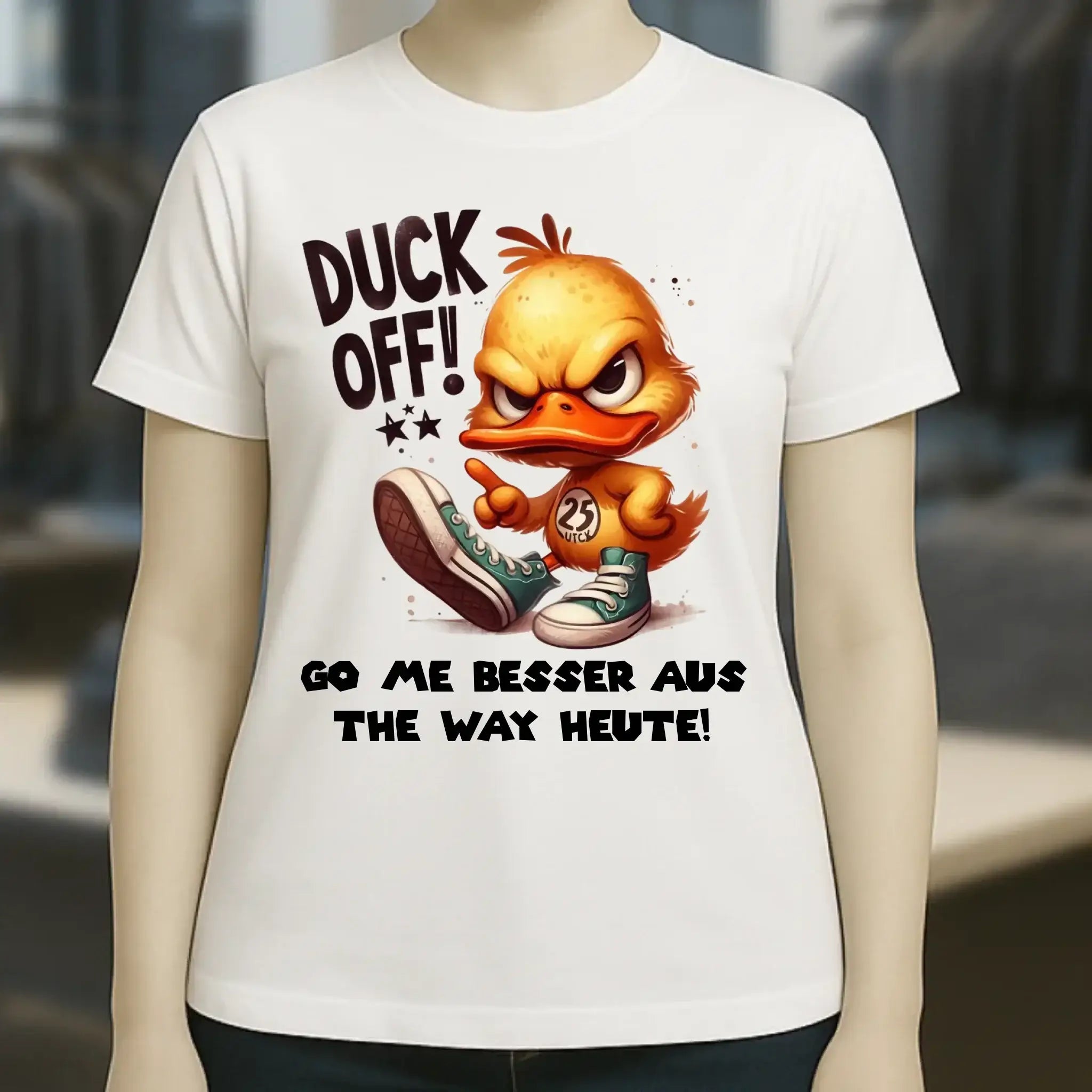 DUCK OFF • ENTE • Ladies Premium T-Shirt XS-2XL aus Bio-Baumwolle für Damen • Exklusivdesign • personalisiert