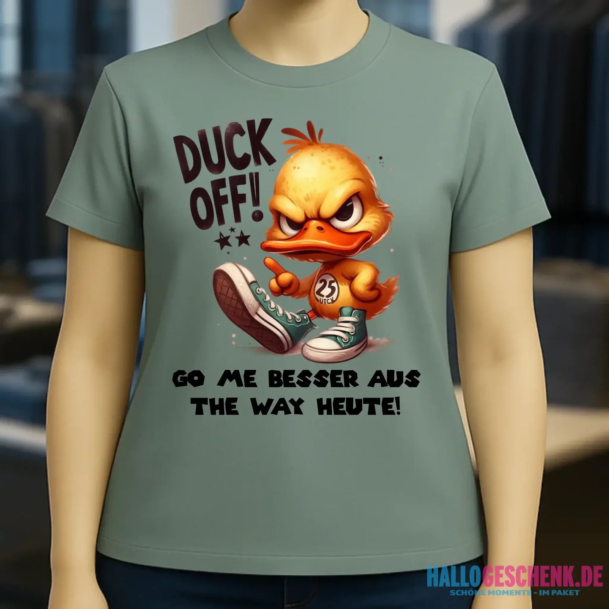 DUCK OFF • ENTE • Ladies Premium T-Shirt XS-2XL aus Bio-Baumwolle für Damen • Exklusivdesign • personalisiert