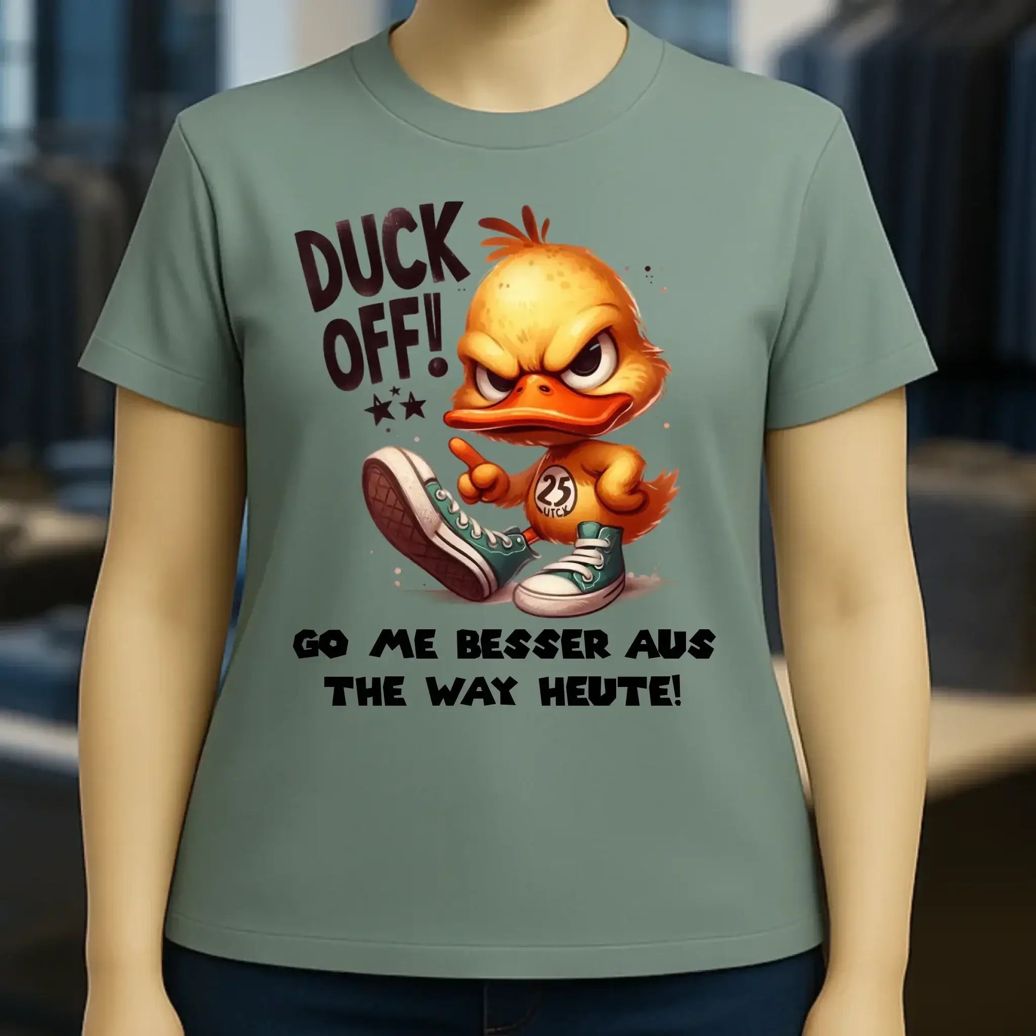 DUCK OFF • ENTE • Ladies Premium T-Shirt XS-2XL aus Bio-Baumwolle für Damen • Exklusivdesign • personalisiert