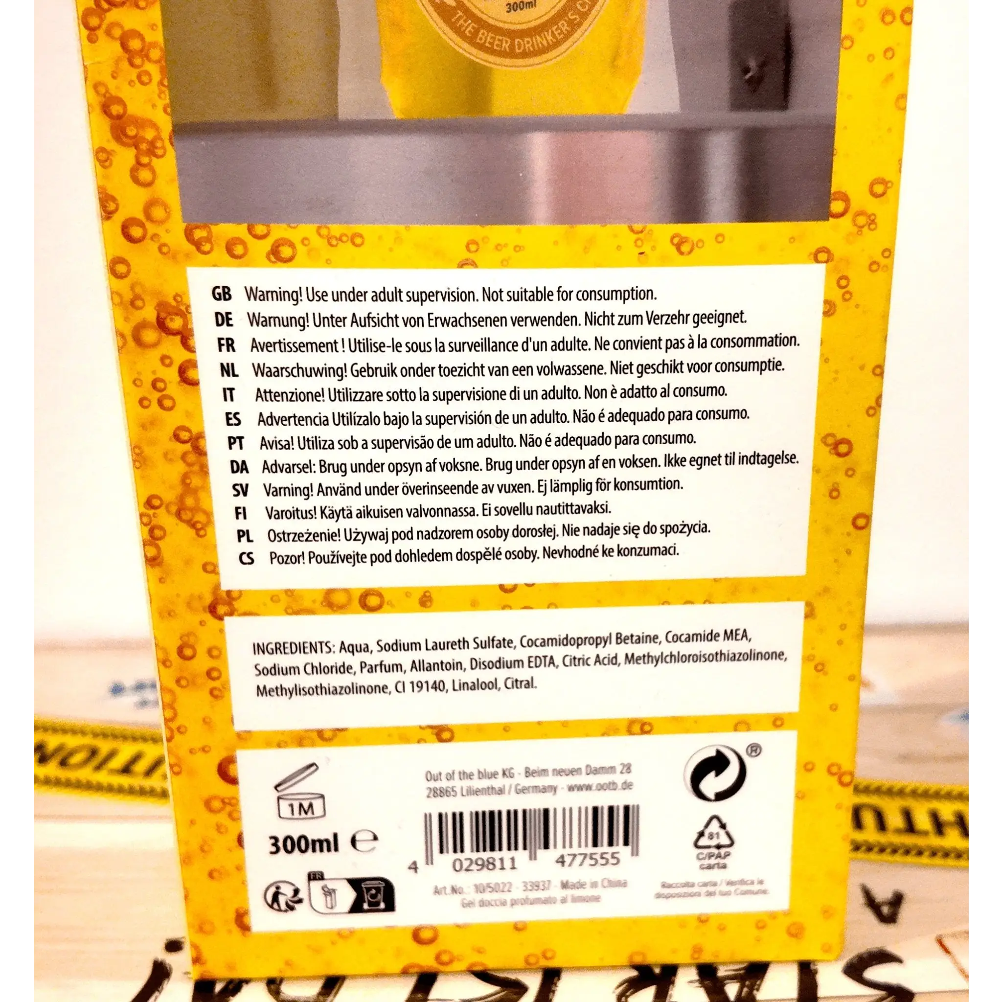 Duschgel mit Zitronenduft • Bier • Beer • ca. 300 ml im PET-Beutel • Scherzartikel • Wiederverwendbar