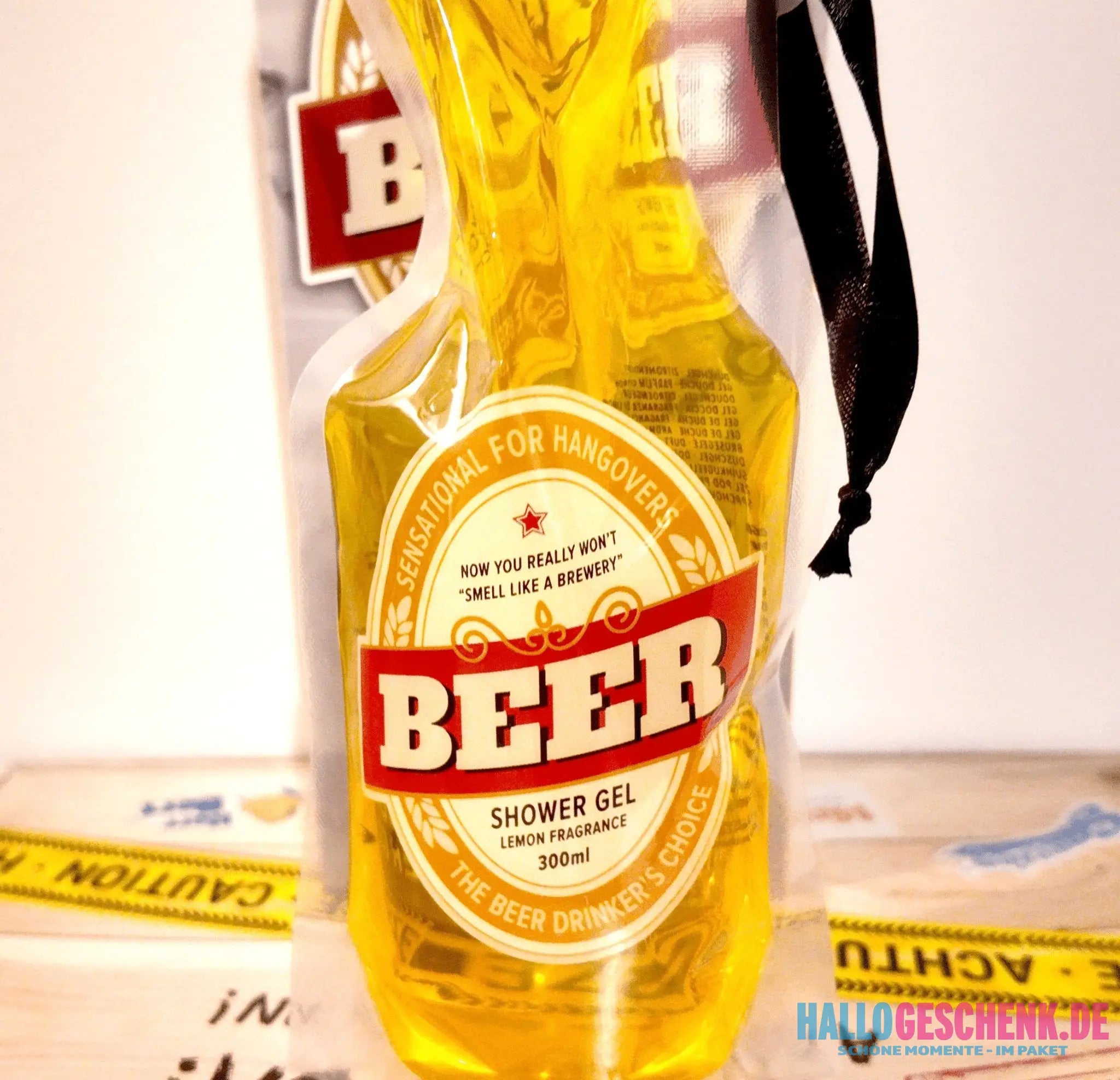 Duschgel mit Zitronenduft • Bier • Beer • ca. 300 ml im PET-Beutel • Scherzartikel • Wiederverwendbar