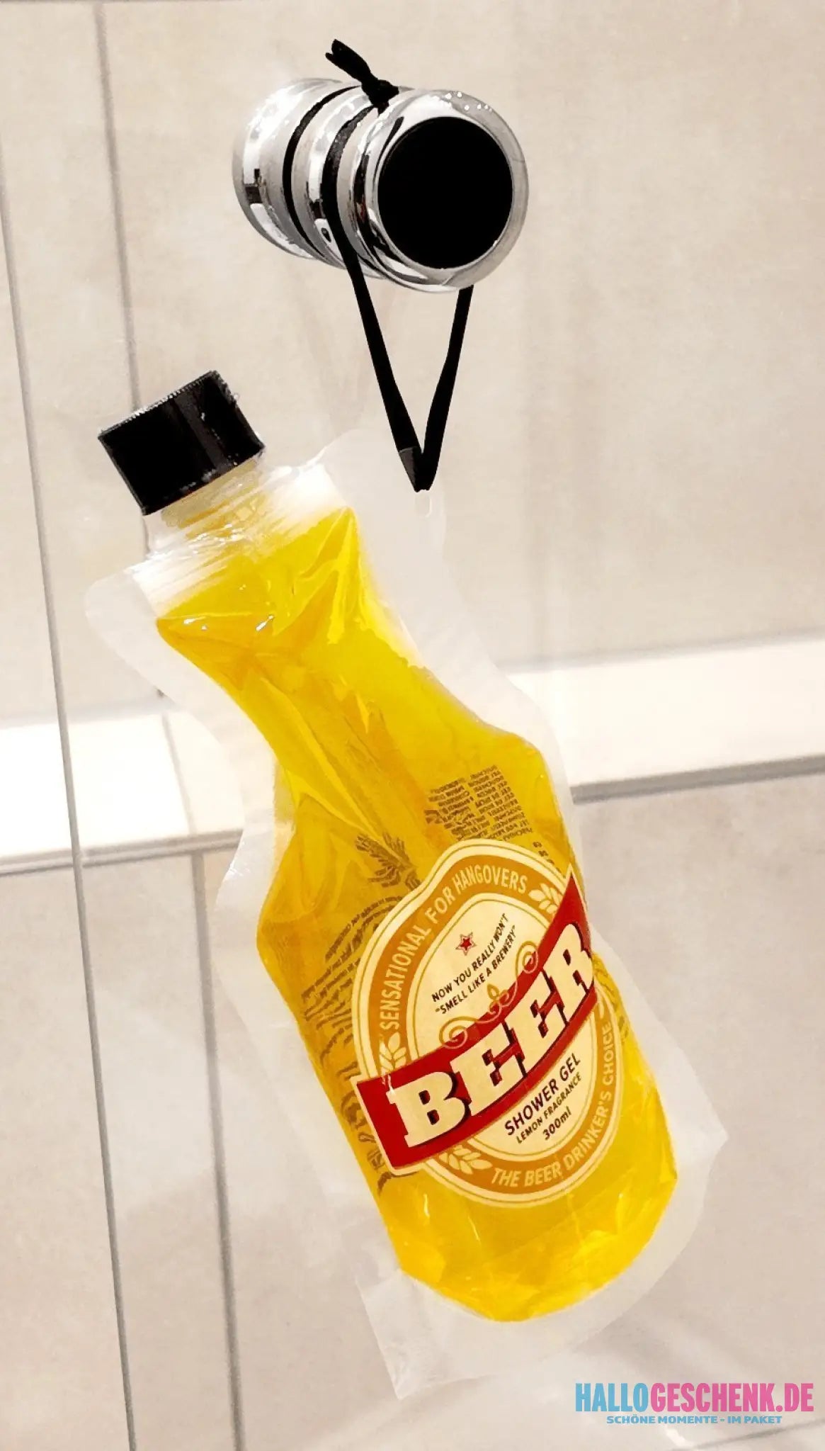 Duschgel mit Zitronenduft • Bier • Beer • ca. 300 ml im PET-Beutel • Scherzartikel • Wiederverwendbar
