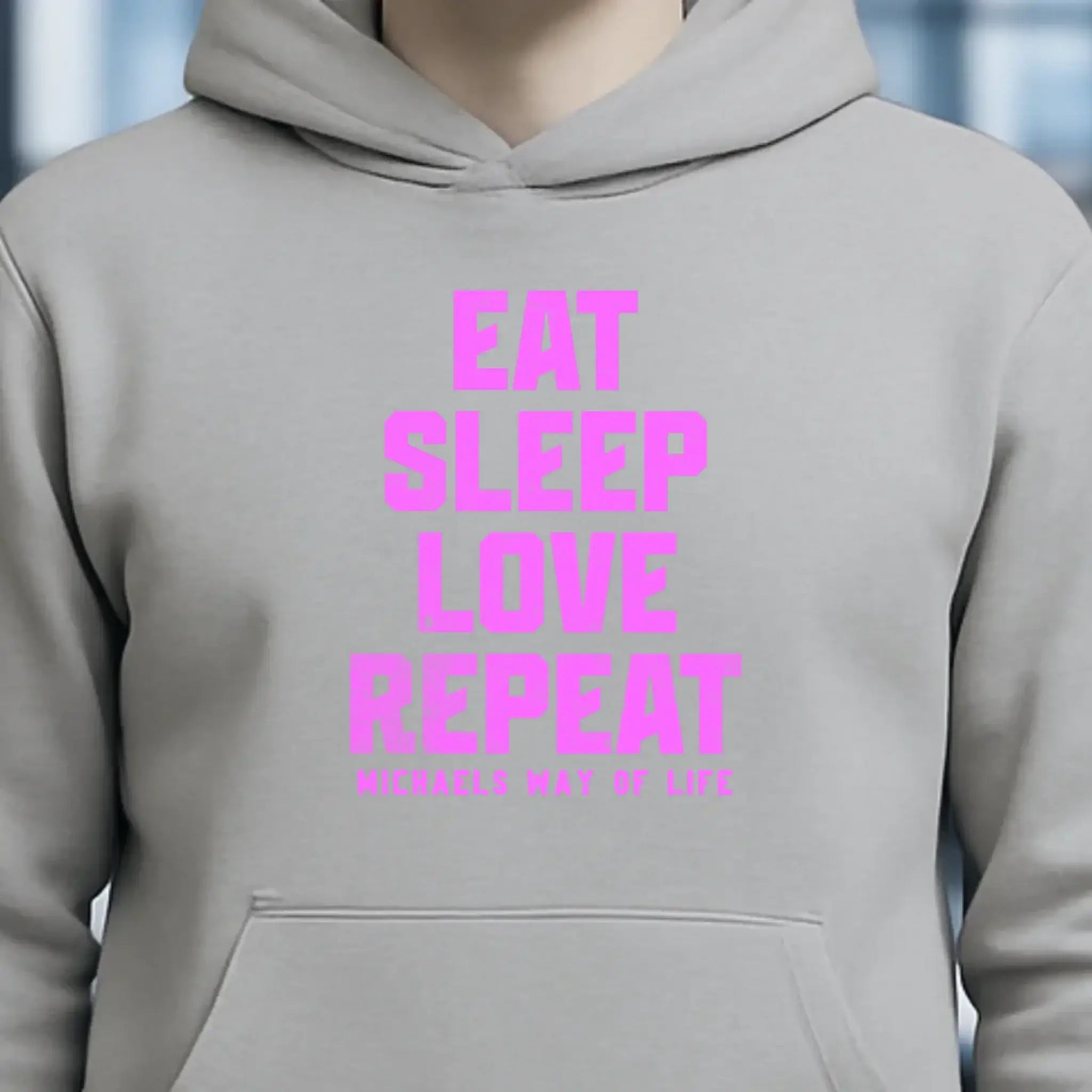 EAT SLEEP LOVE REPEAT + WUNSCHTEXT • Unisex Premium Hoodie XS-5XL aus Bio-Baumwolle für Damen & Herren • Exklusivdesign • personalisiert