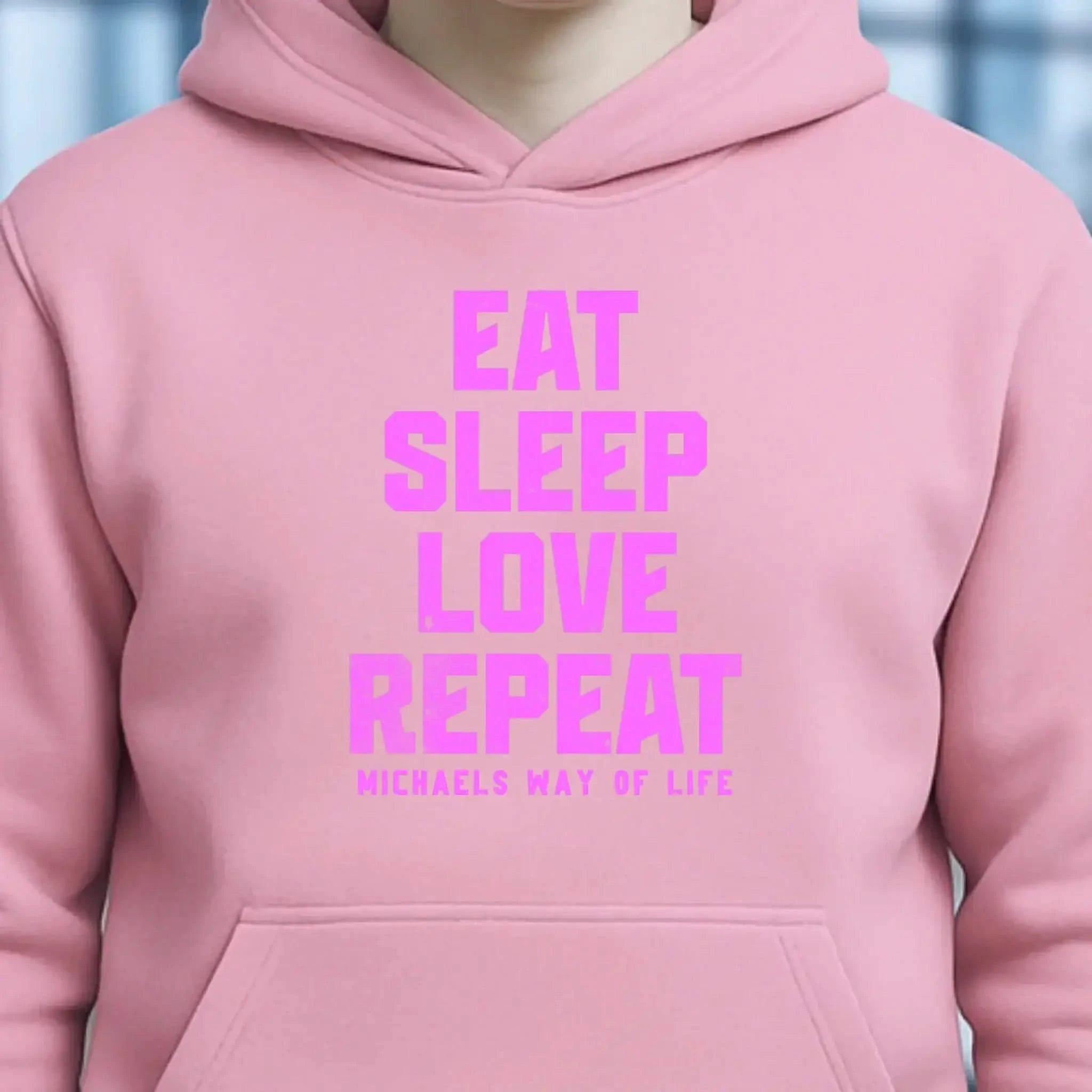 EAT SLEEP LOVE REPEAT + WUNSCHTEXT • Unisex Premium Hoodie XS-5XL aus Bio-Baumwolle für Damen & Herren • Exklusivdesign • personalisiert