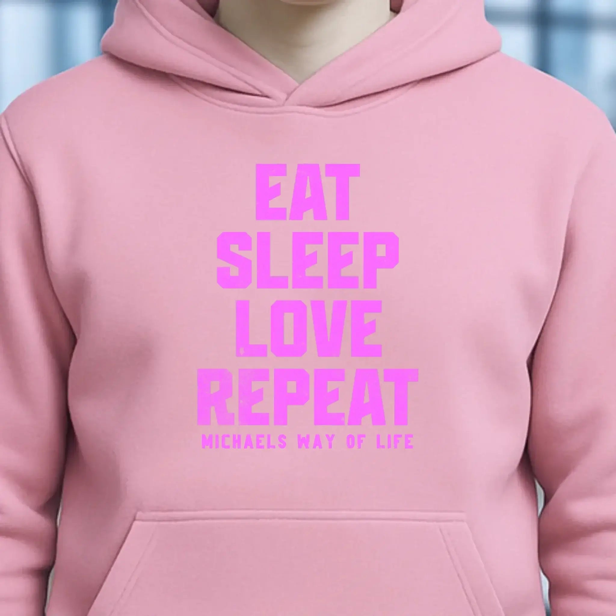 EAT SLEEP LOVE REPEAT + WUNSCHTEXT • Unisex Premium Hoodie XS-5XL aus Bio-Baumwolle für Damen & Herren • Exklusivdesign • personalisiert