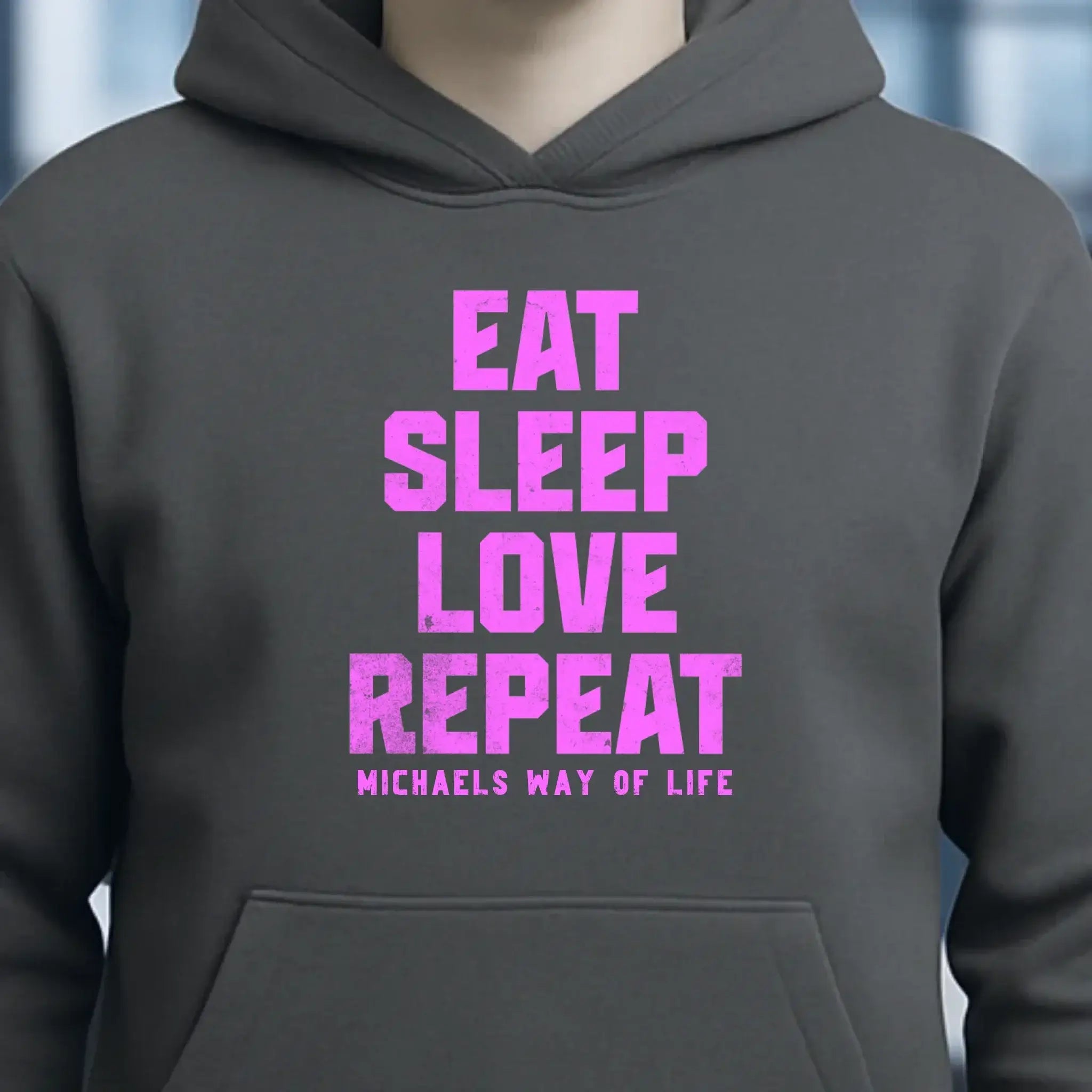 EAT SLEEP LOVE REPEAT + WUNSCHTEXT • Unisex Premium Hoodie XS-5XL aus Bio-Baumwolle für Damen & Herren • Exklusivdesign • personalisiert