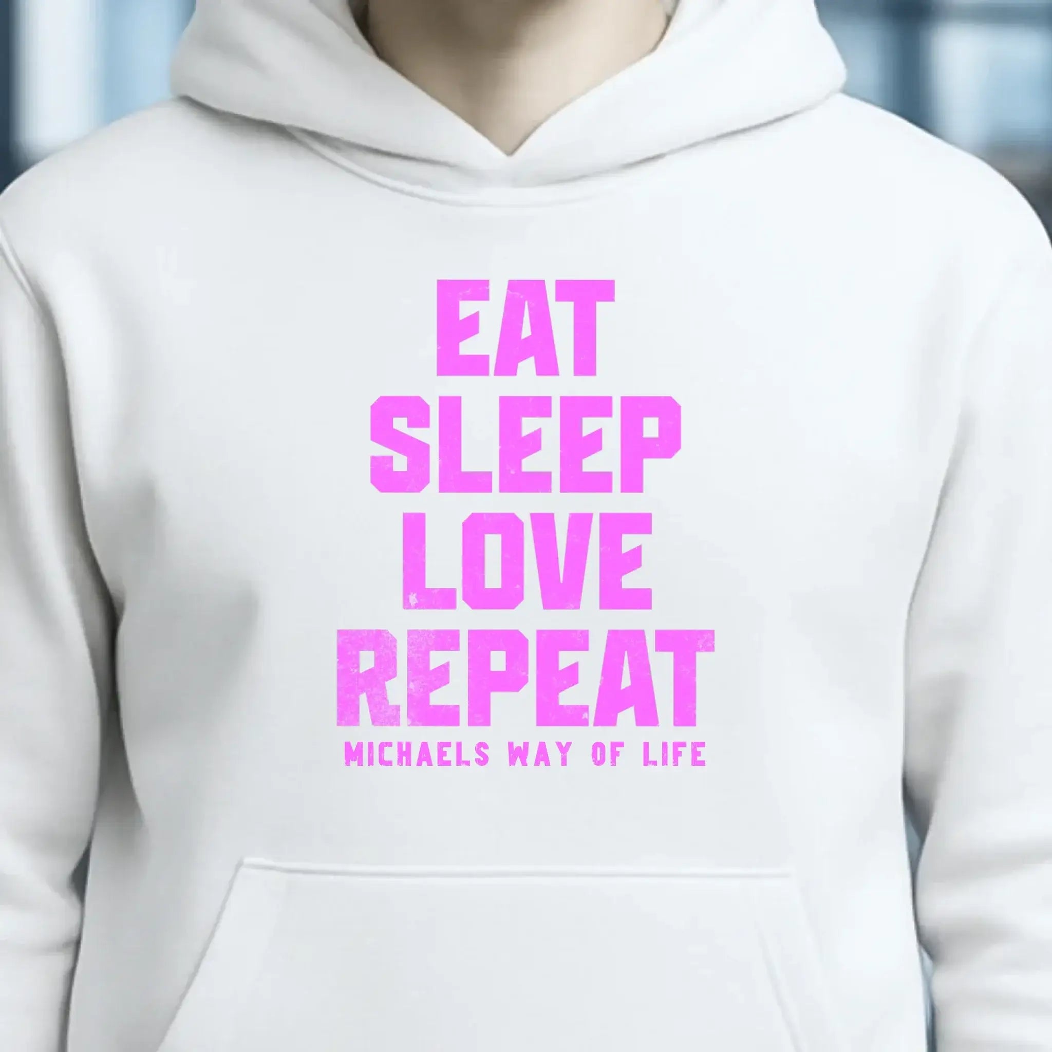 EAT SLEEP LOVE REPEAT + WUNSCHTEXT • Unisex Premium Hoodie XS-5XL aus Bio-Baumwolle für Damen & Herren • Exklusivdesign • personalisiert
