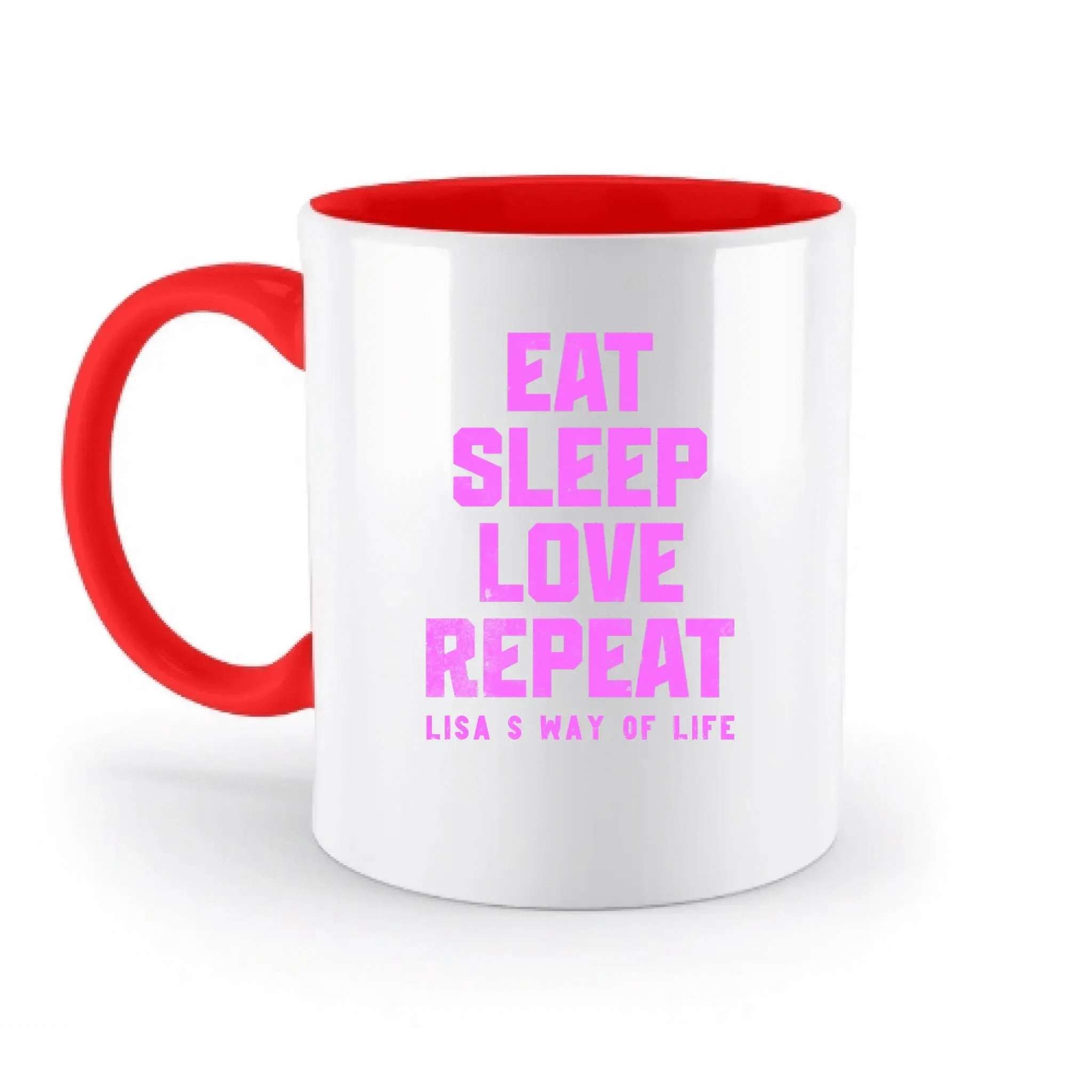 EAT SLEEP LOVE REPEAT + WUNSCHTEXT • zweifarbige Tasse • Exklusivdesign • personalisiert