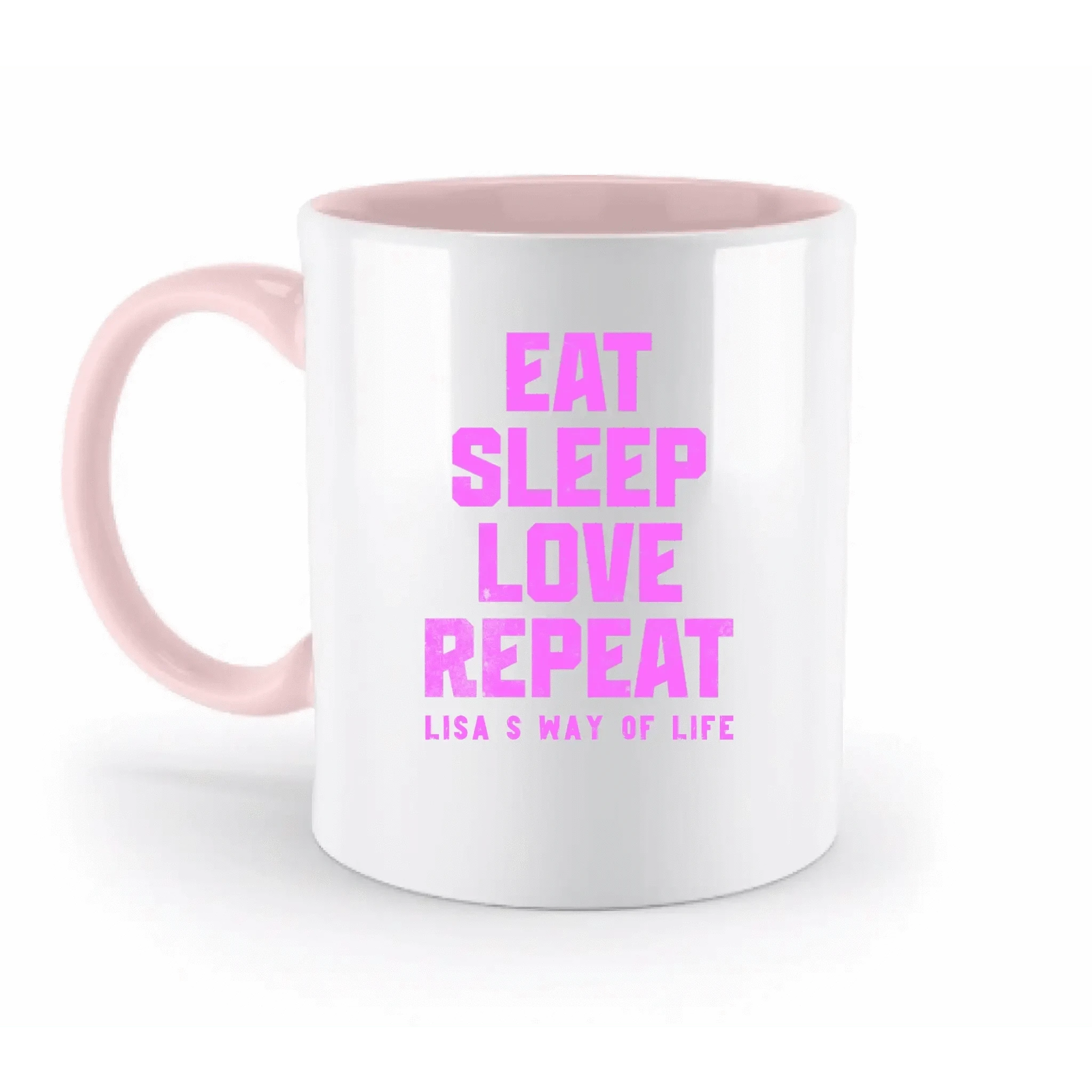 EAT SLEEP LOVE REPEAT + WUNSCHTEXT • zweifarbige Tasse • Exklusivdesign • personalisiert