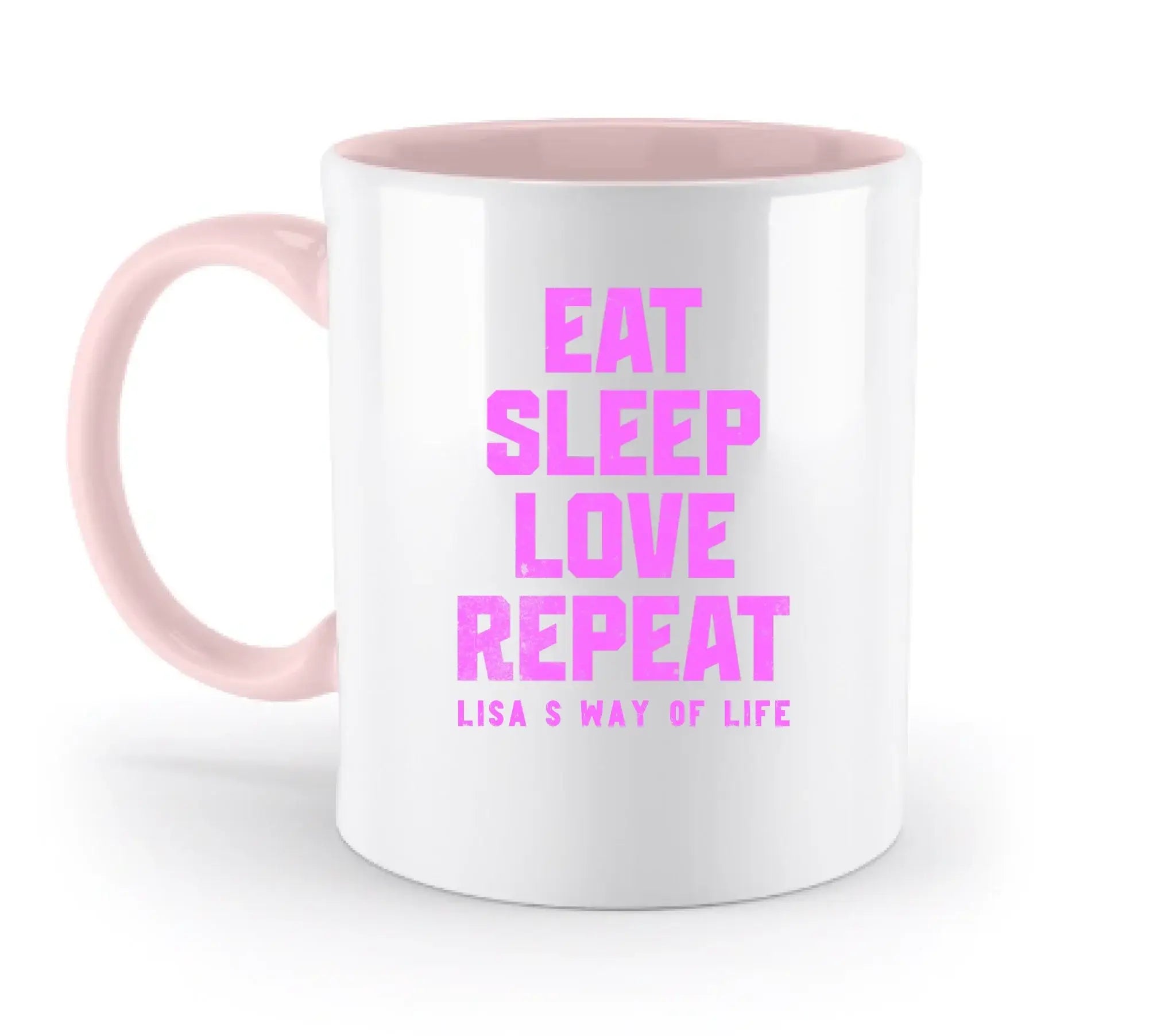 EAT SLEEP LOVE REPEAT + WUNSCHTEXT • zweifarbige Tasse • Exklusivdesign • personalisiert
