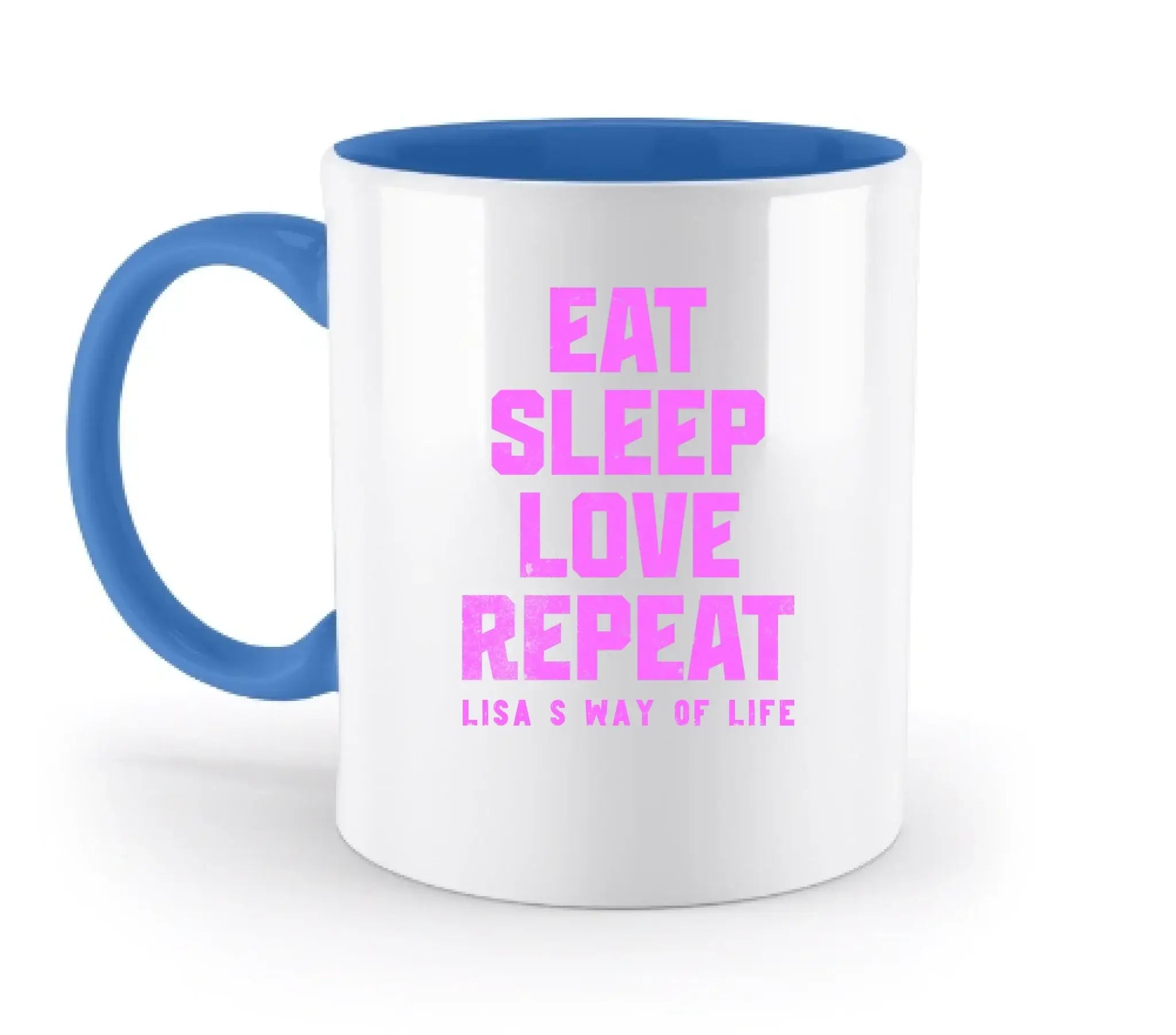 EAT SLEEP LOVE REPEAT + WUNSCHTEXT • zweifarbige Tasse • Exklusivdesign • personalisiert