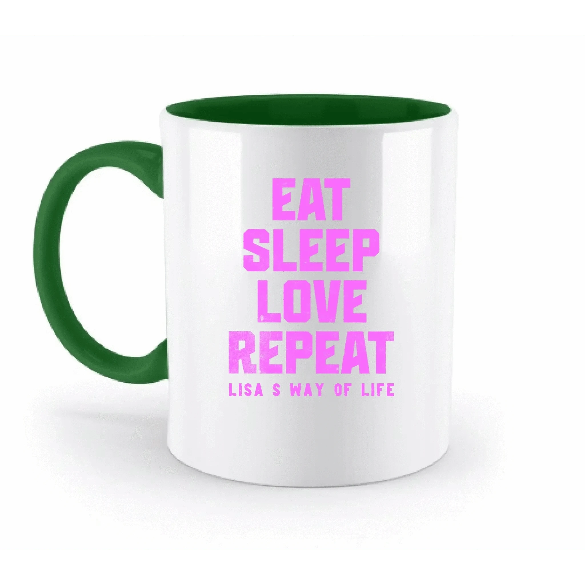 EAT SLEEP LOVE REPEAT + WUNSCHTEXT • zweifarbige Tasse • Exklusivdesign • personalisiert