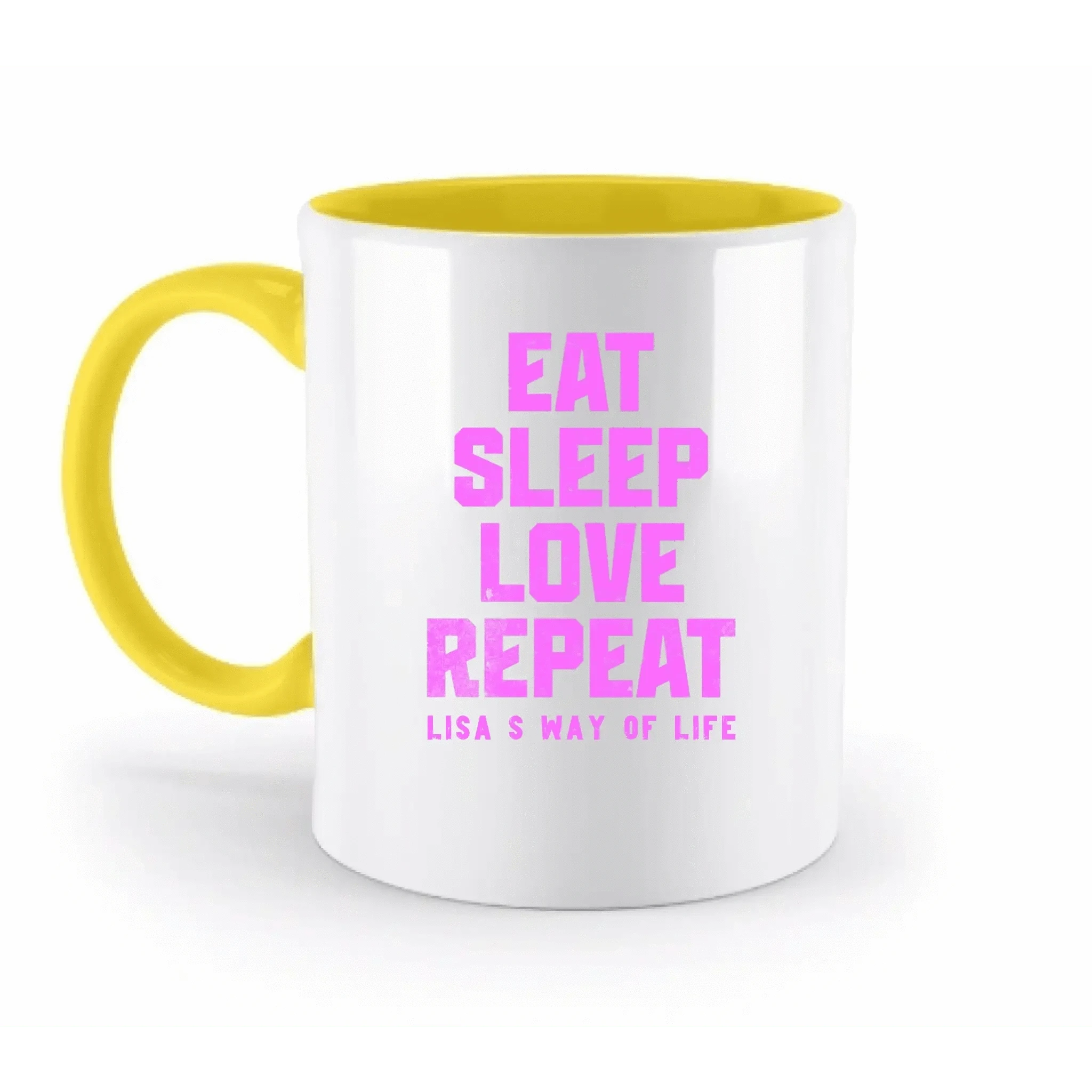 EAT SLEEP LOVE REPEAT + WUNSCHTEXT • zweifarbige Tasse • Exklusivdesign • personalisiert