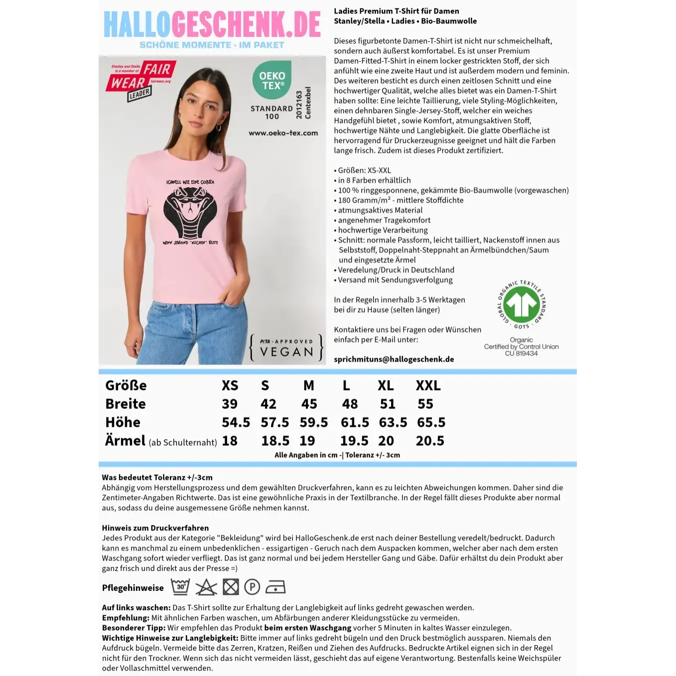 Echte Sternenkarte als Cobra + Text • Ladies Premium T-Shirt XS-2XL aus Bio-Baumwolle für Damen • Exklusivdesign • personalisiert