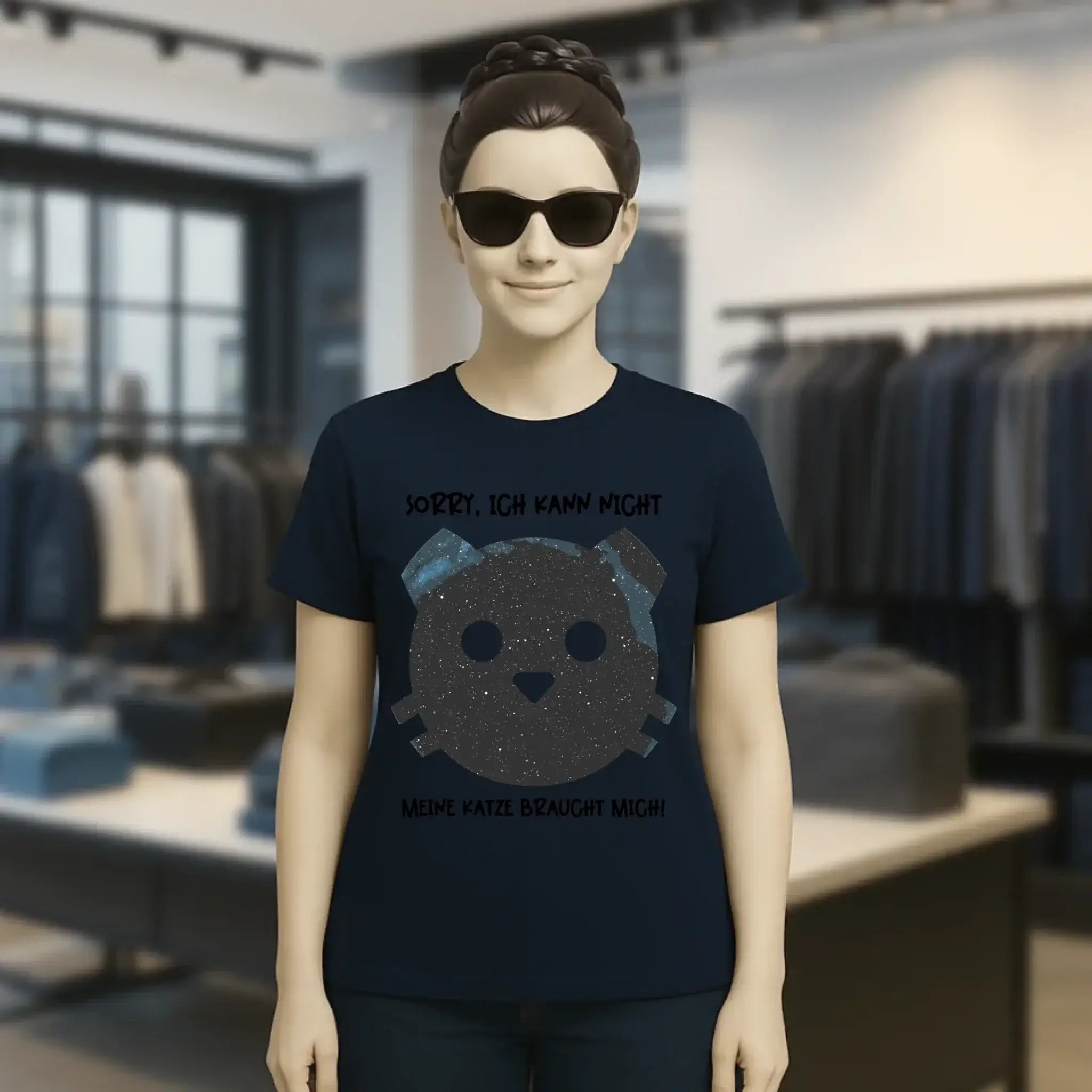 Echte Sternenkarte als Katze + Text • Ladies Premium T-Shirt XS-2XL aus Bio-Baumwolle für Damen • Exklusivdesign • personalisiert