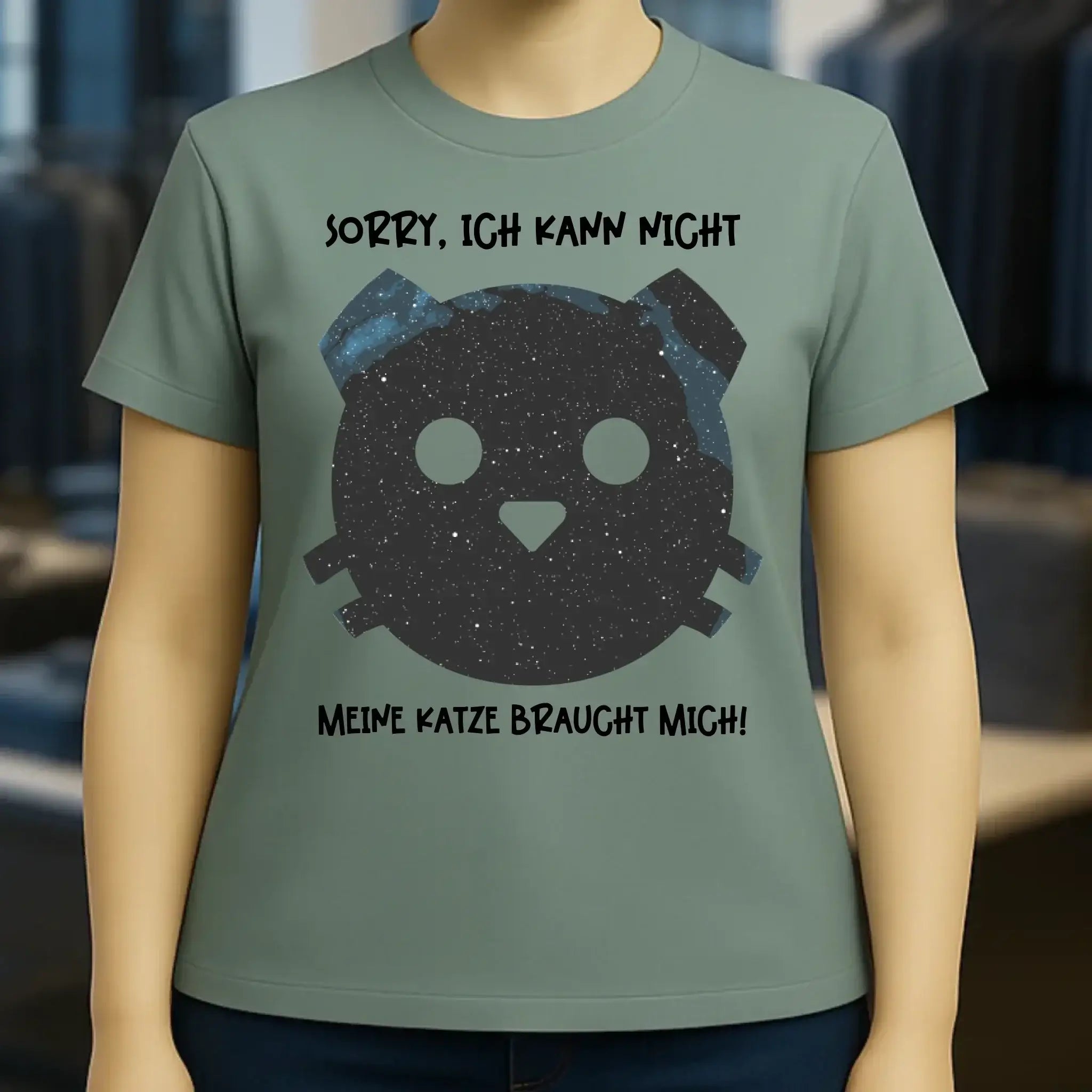 Echte Sternenkarte als Katze + Text • Ladies Premium T-Shirt XS-2XL aus Bio-Baumwolle für Damen • Exklusivdesign • personalisiert