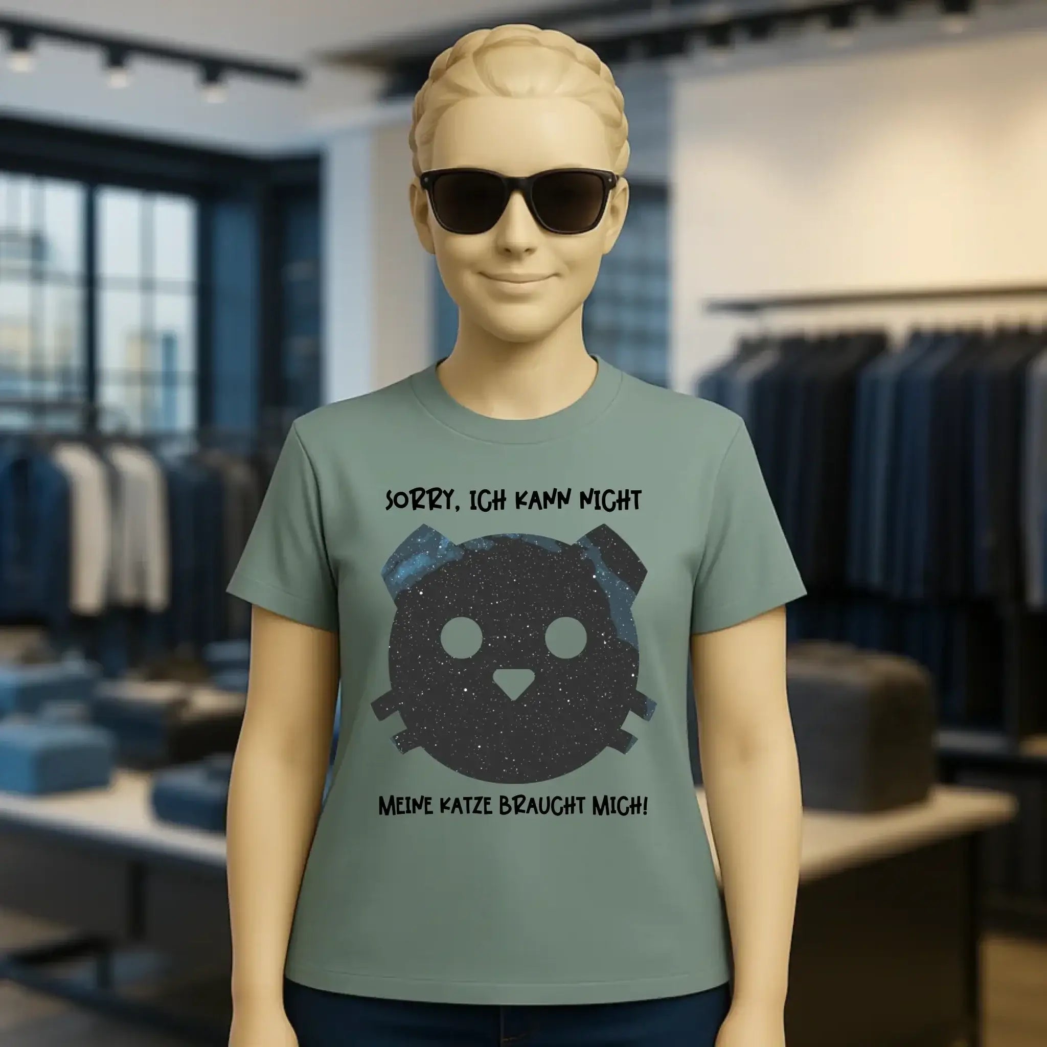 Echte Sternenkarte als Katze + Text • Ladies Premium T-Shirt XS-2XL aus Bio-Baumwolle für Damen • Exklusivdesign • personalisiert