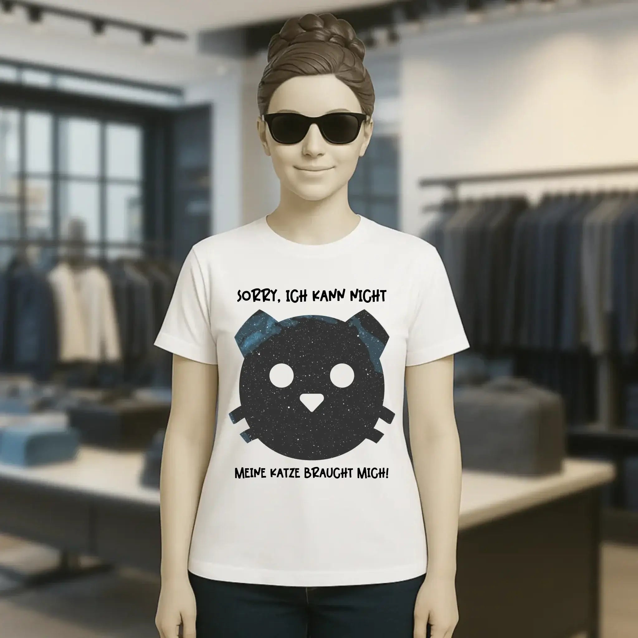 Echte Sternenkarte als Katze + Text • Ladies Premium T-Shirt XS-2XL aus Bio-Baumwolle für Damen • Exklusivdesign • personalisiert