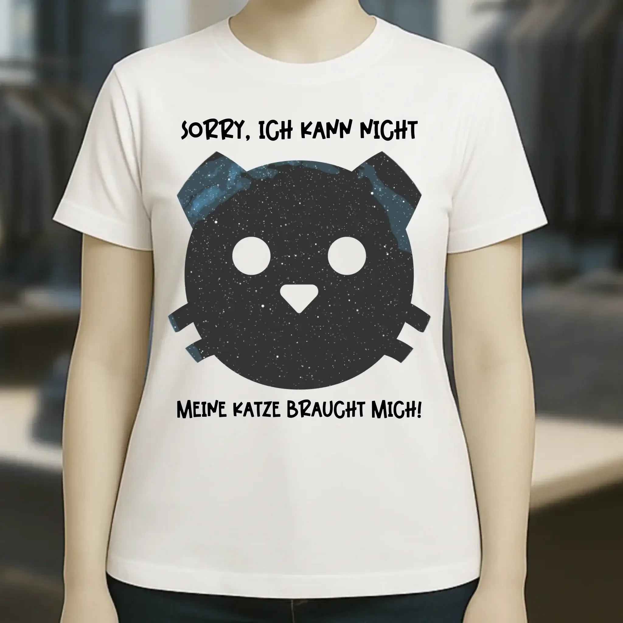 Echte Sternenkarte als Katze + Text • Ladies Premium T-Shirt XS-2XL aus Bio-Baumwolle für Damen • Exklusivdesign • personalisiert