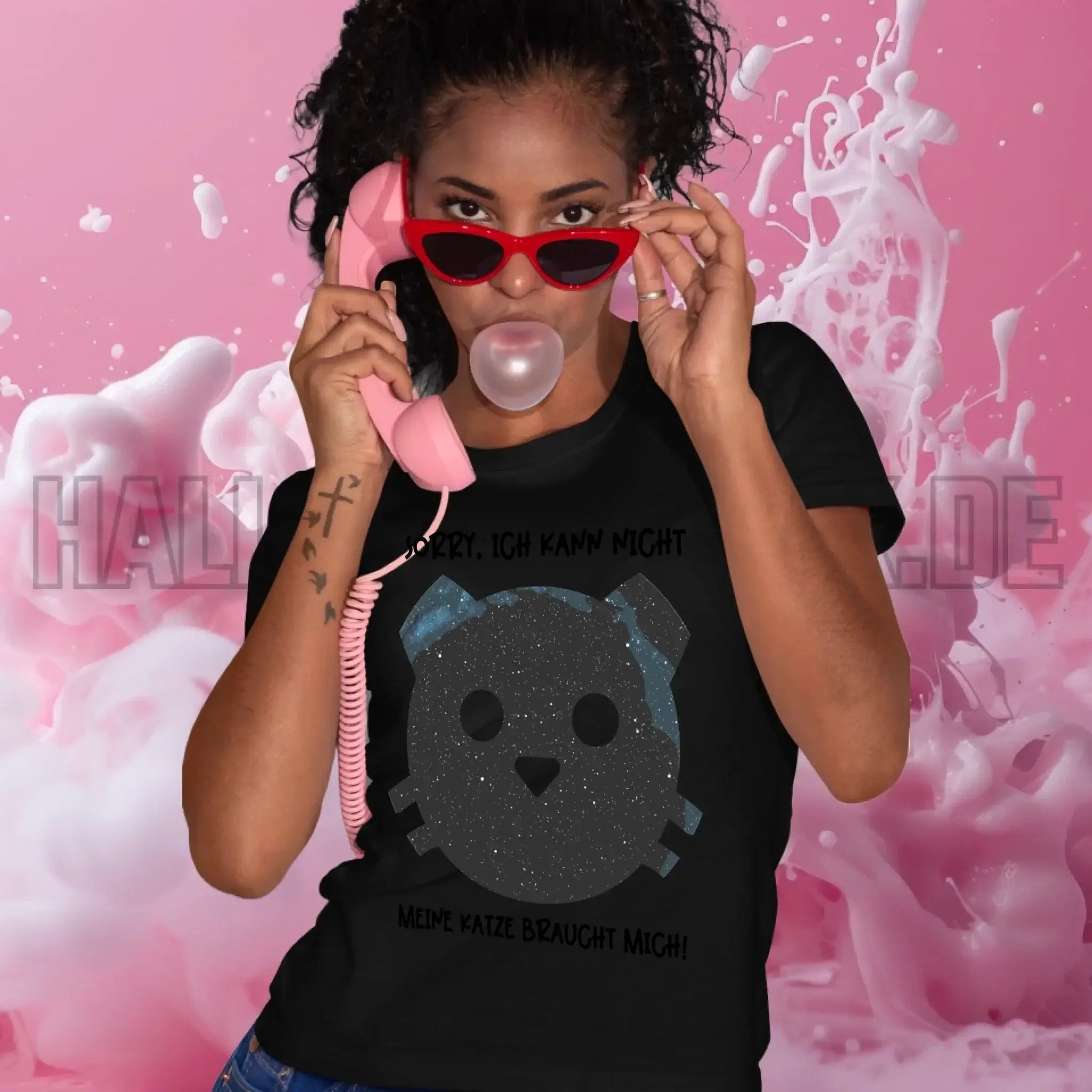 Echte Sternenkarte als Katze + Text • Ladies Premium T-Shirt XS-2XL aus Bio-Baumwolle für Damen • Exklusivdesign • personalisiert