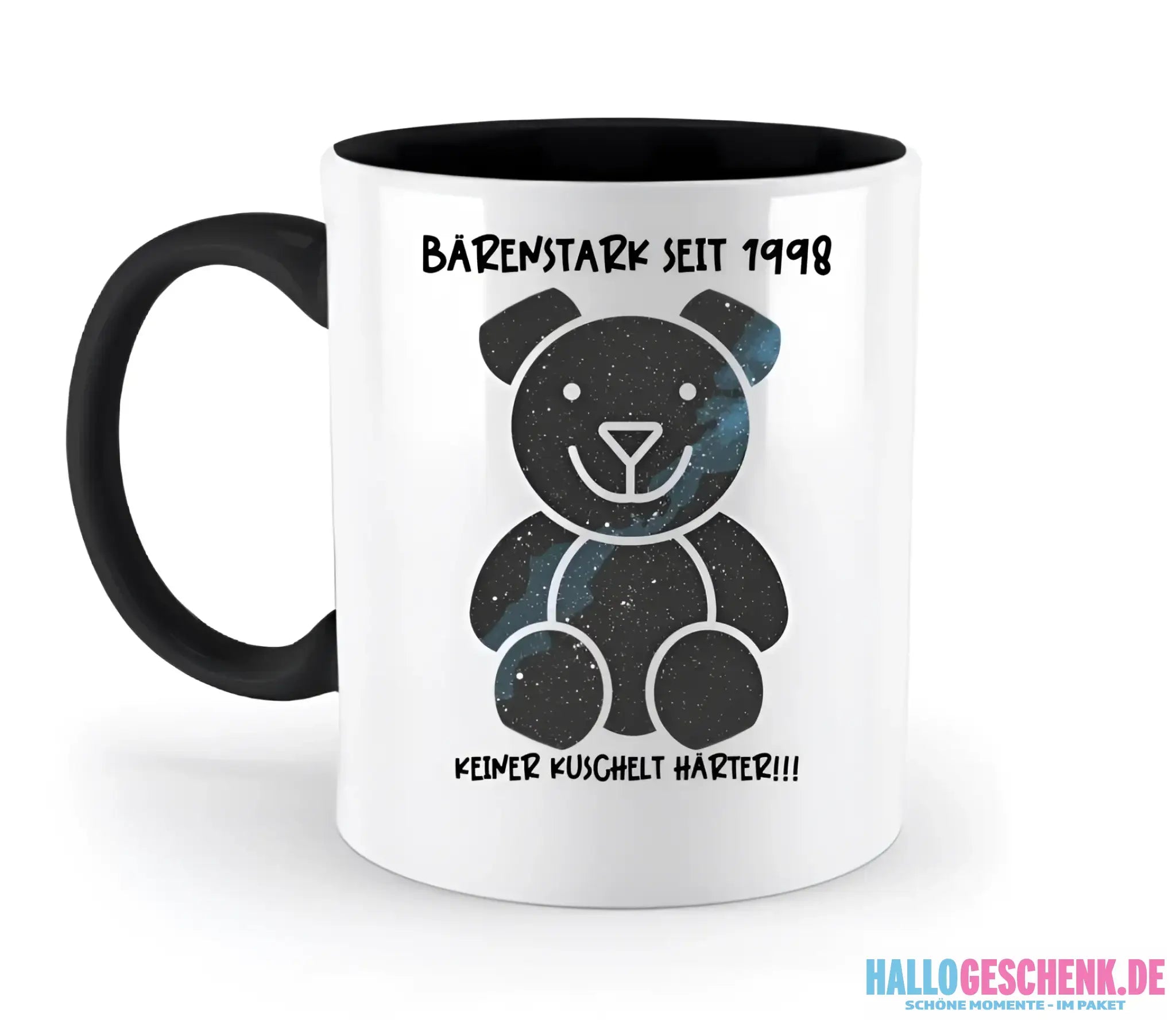 Echte Sternenkarte als Teddybär + Text • zweifarbige Tasse • Exklusivdesign • personalisiert - zweifarbige Tasse