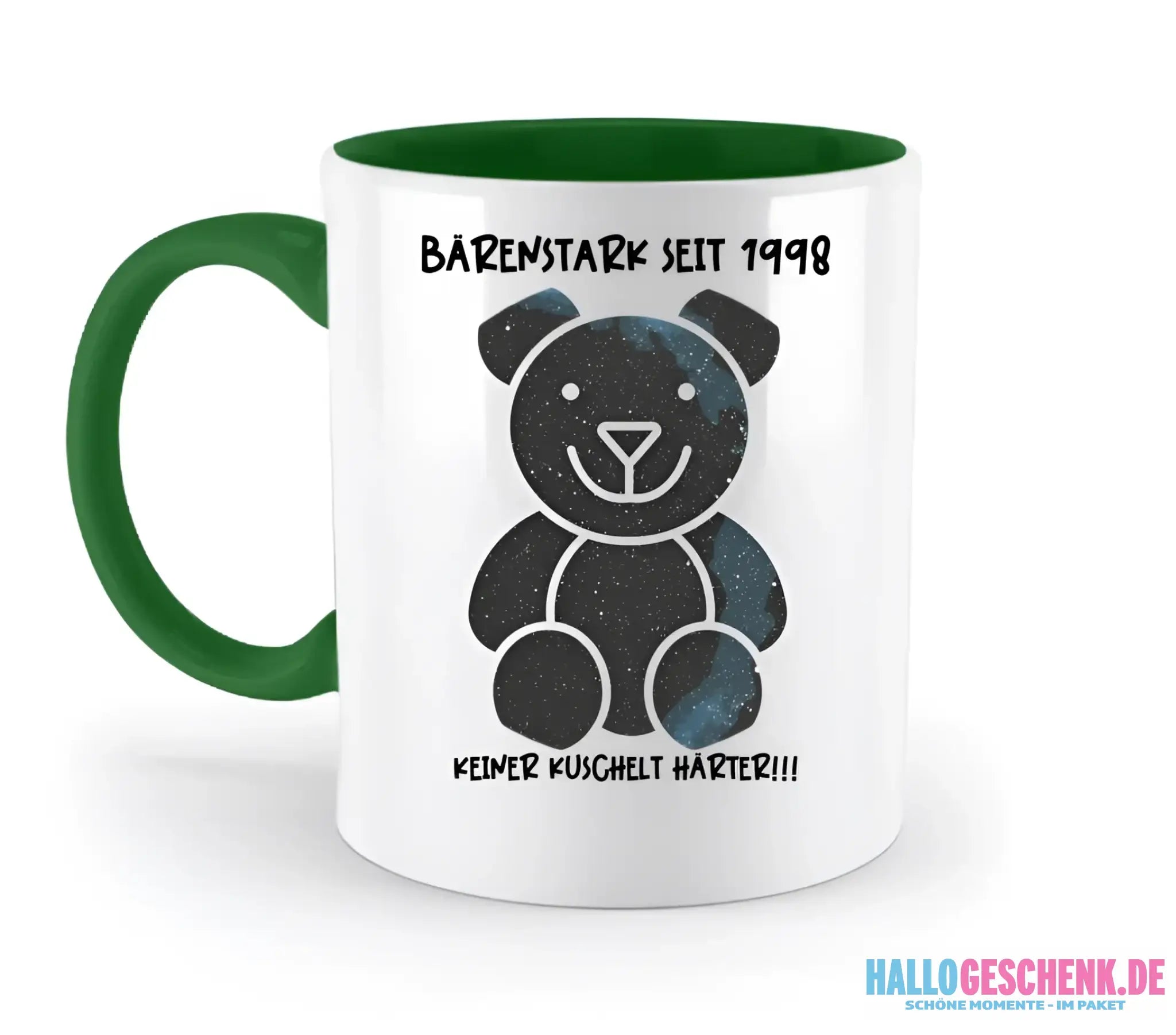 Echte Sternenkarte als Teddybär + Text • zweifarbige Tasse • Exklusivdesign • personalisiert - zweifarbige Tasse