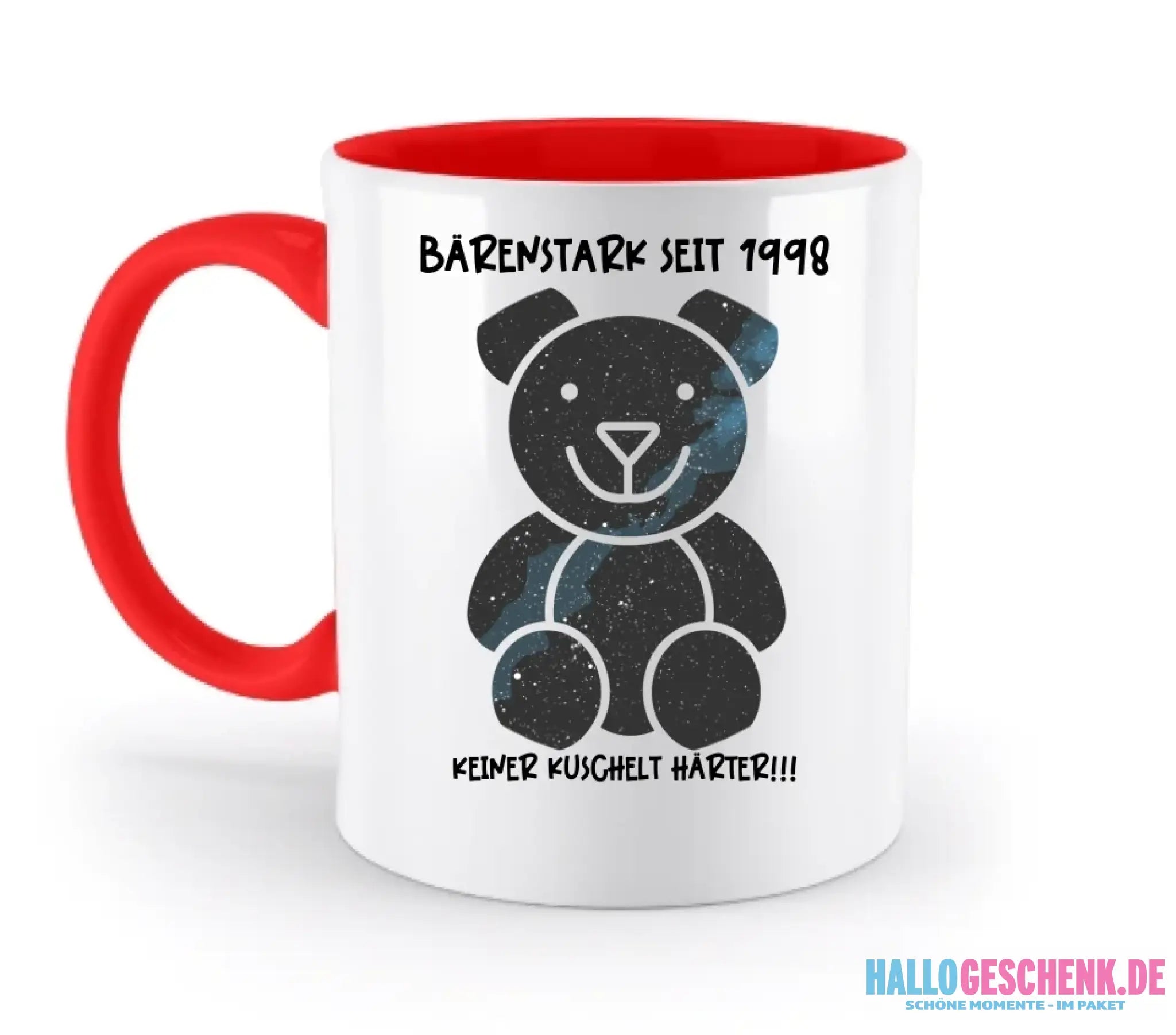 Echte Sternenkarte als Teddybär + Text • zweifarbige Tasse • Exklusivdesign • personalisiert - zweifarbige Tasse