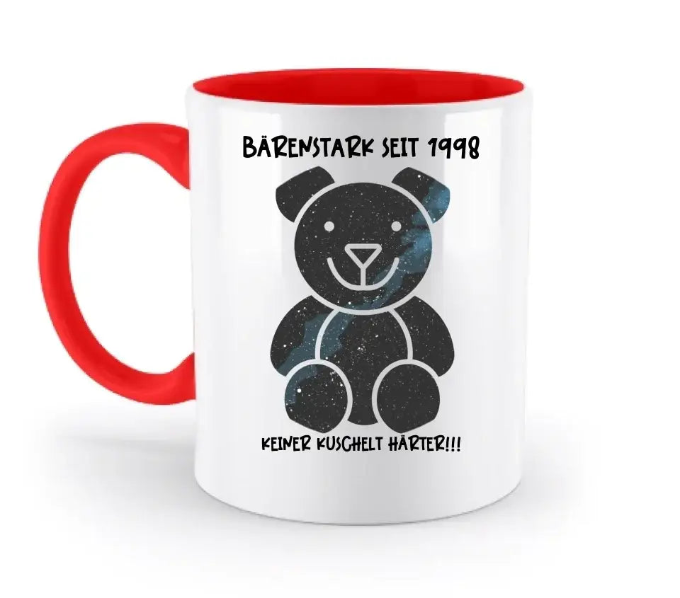 Echte Sternenkarte als Teddybär + Text • zweifarbige Tasse • Exklusivdesign • personalisiert - zweifarbige Tasse