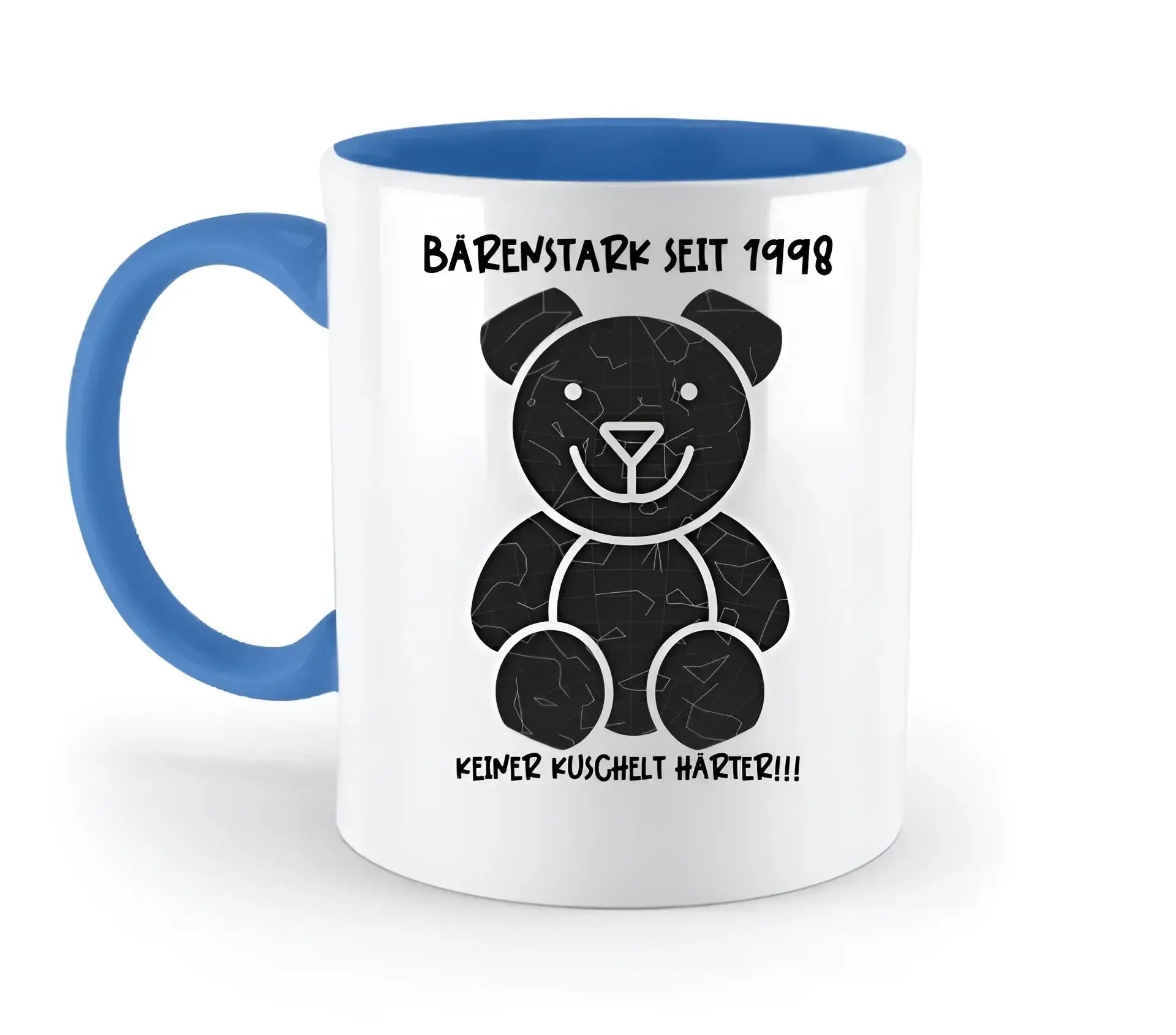 Echte Sternenkarte als Teddybär + Text • zweifarbige Tasse • Exklusivdesign • personalisiert - zweifarbige Tasse