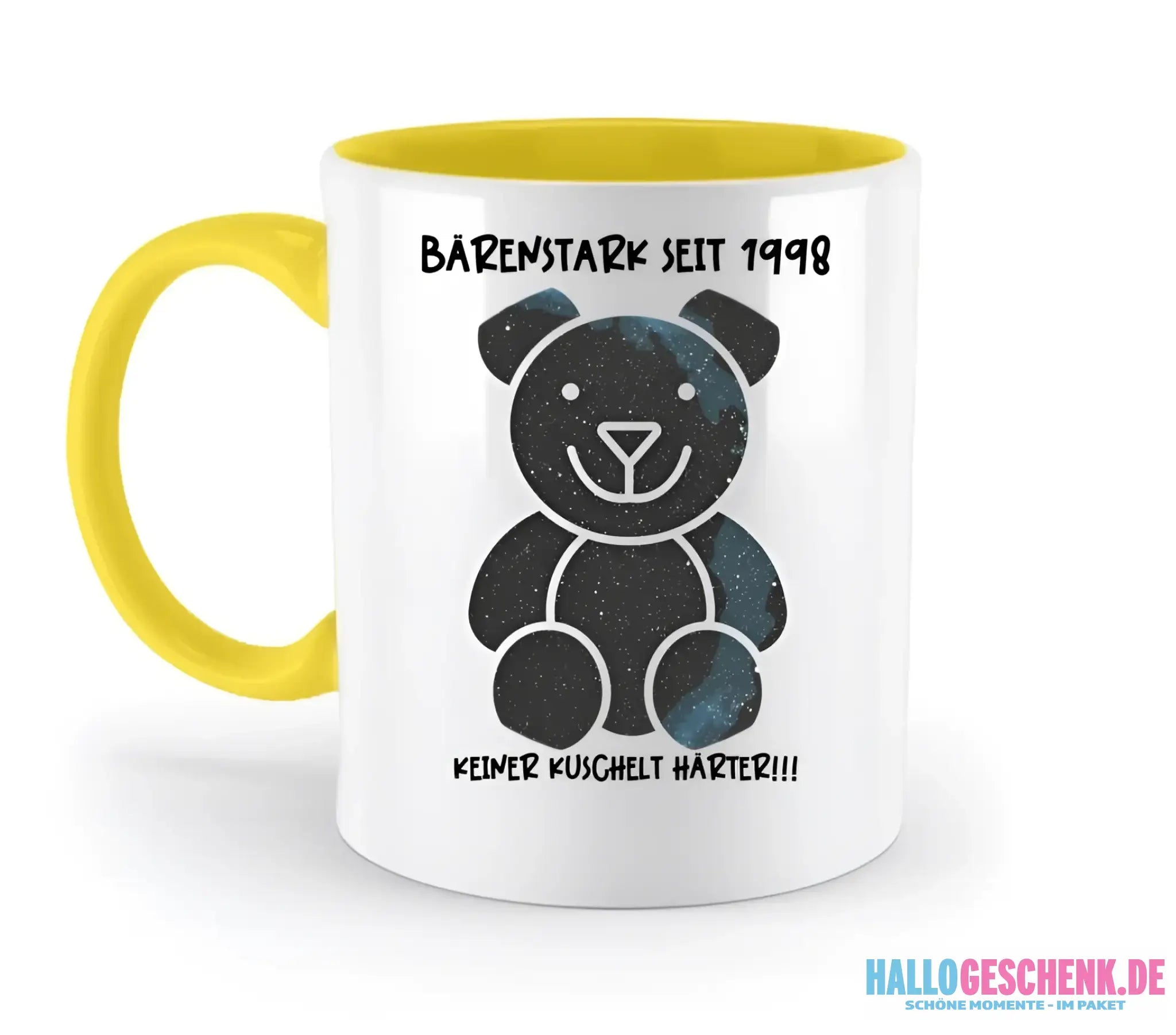 Echte Sternenkarte als Teddybär + Text • zweifarbige Tasse • Exklusivdesign • personalisiert - zweifarbige Tasse